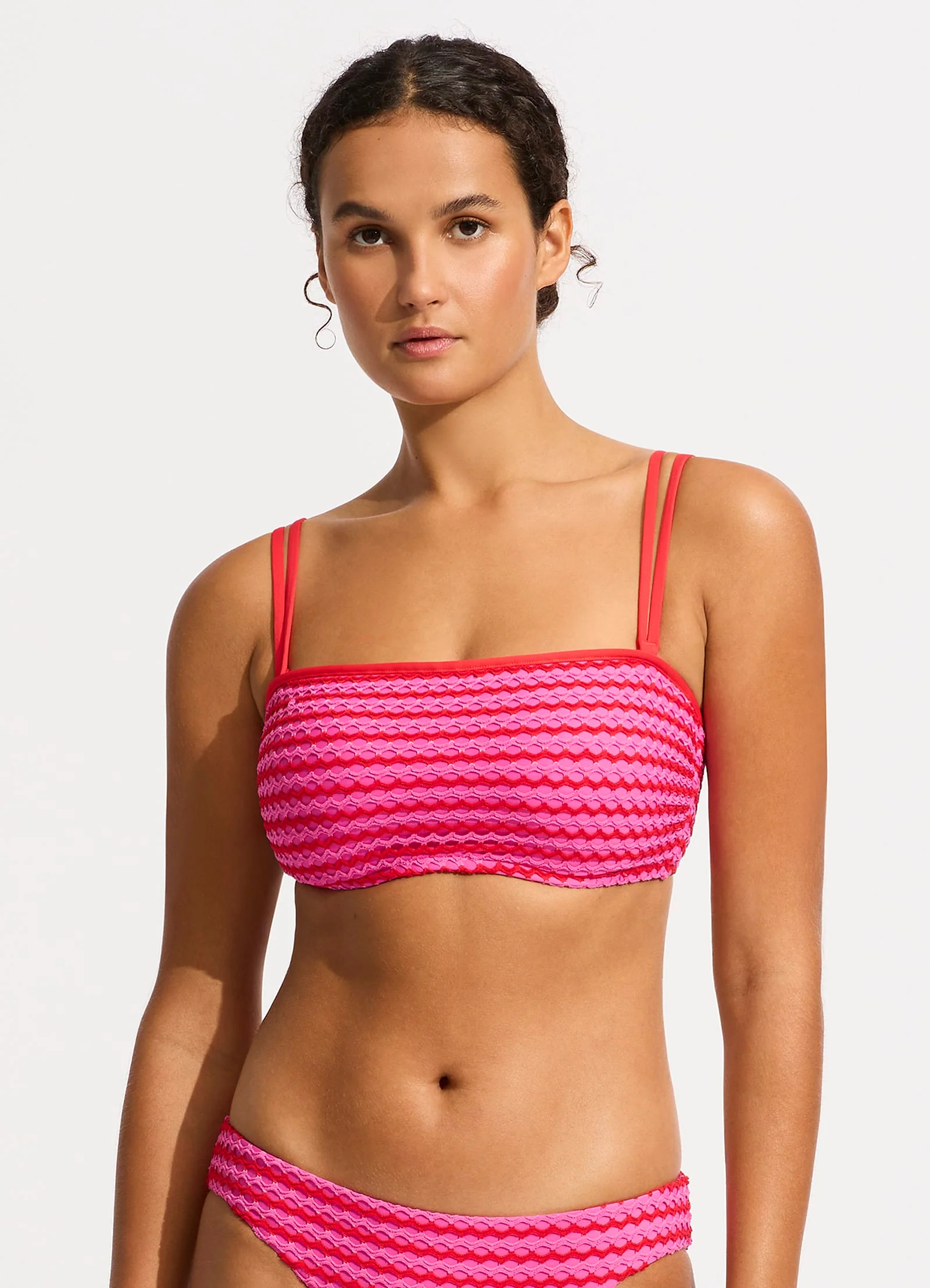 Mesh Effect DD Tank Bikini Top - Chilli Red - Image 2