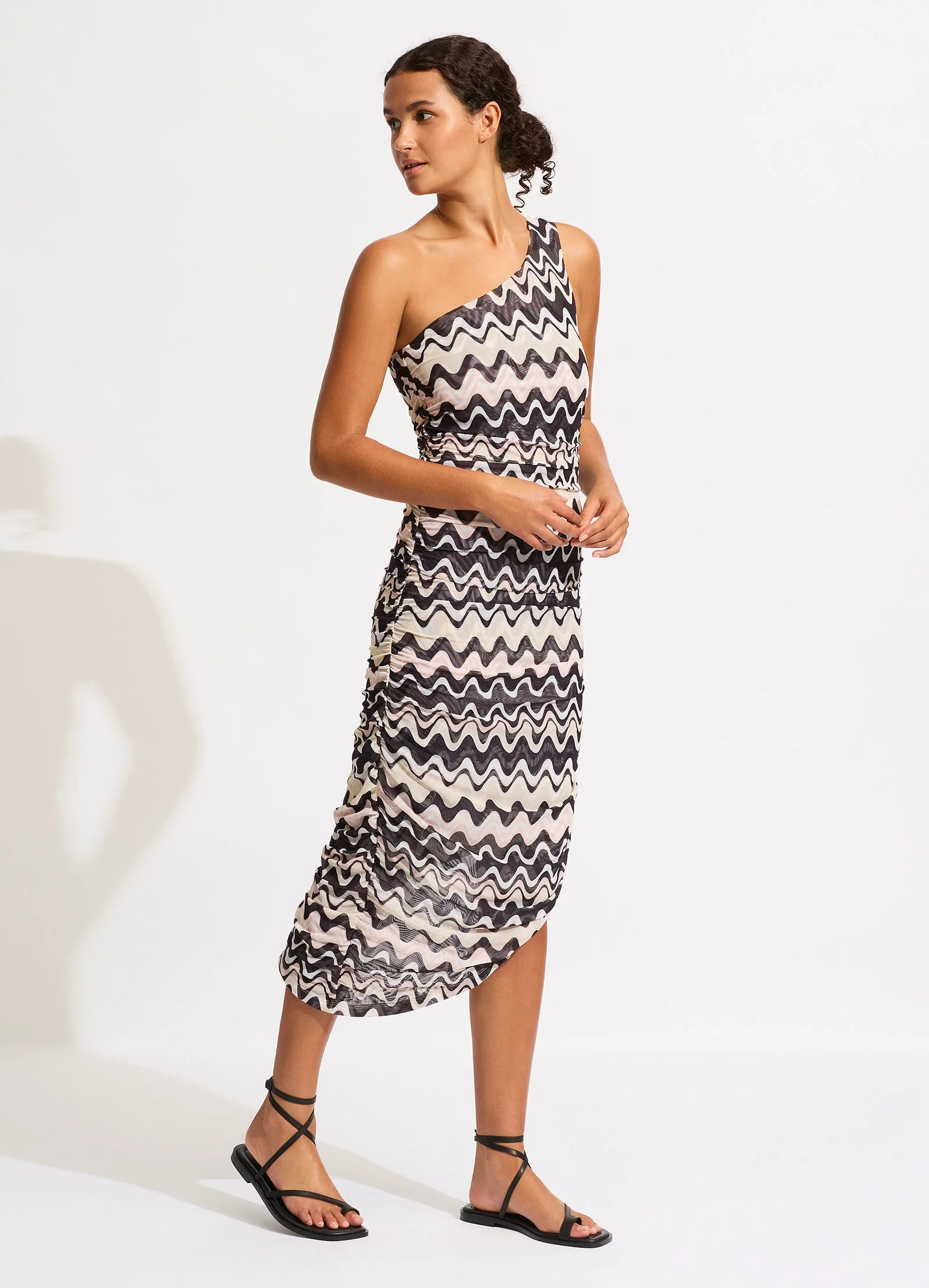 Mesh Midi Dress - Black - Image 2