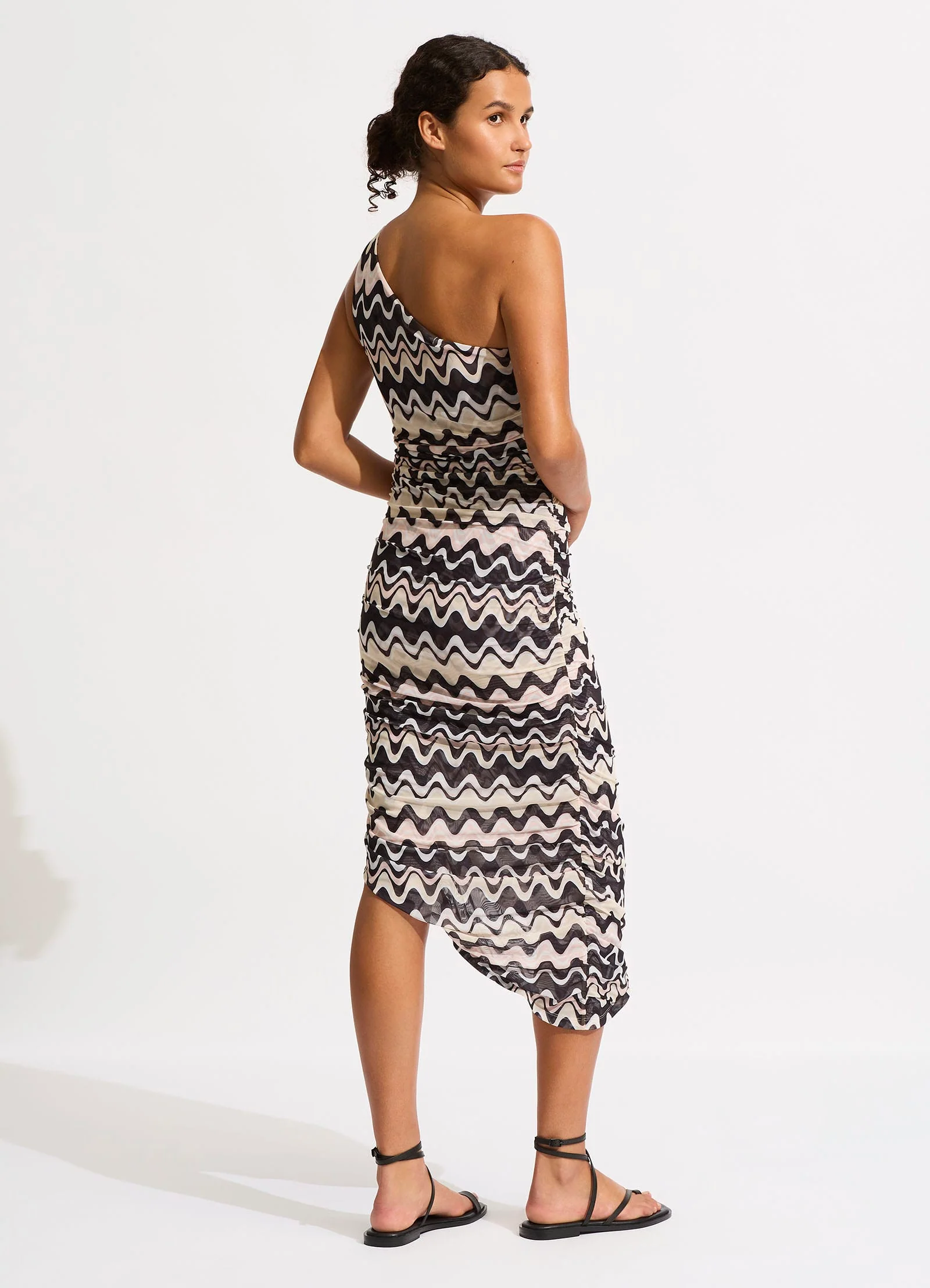 Mesh Midi Dress - Black - Image 3