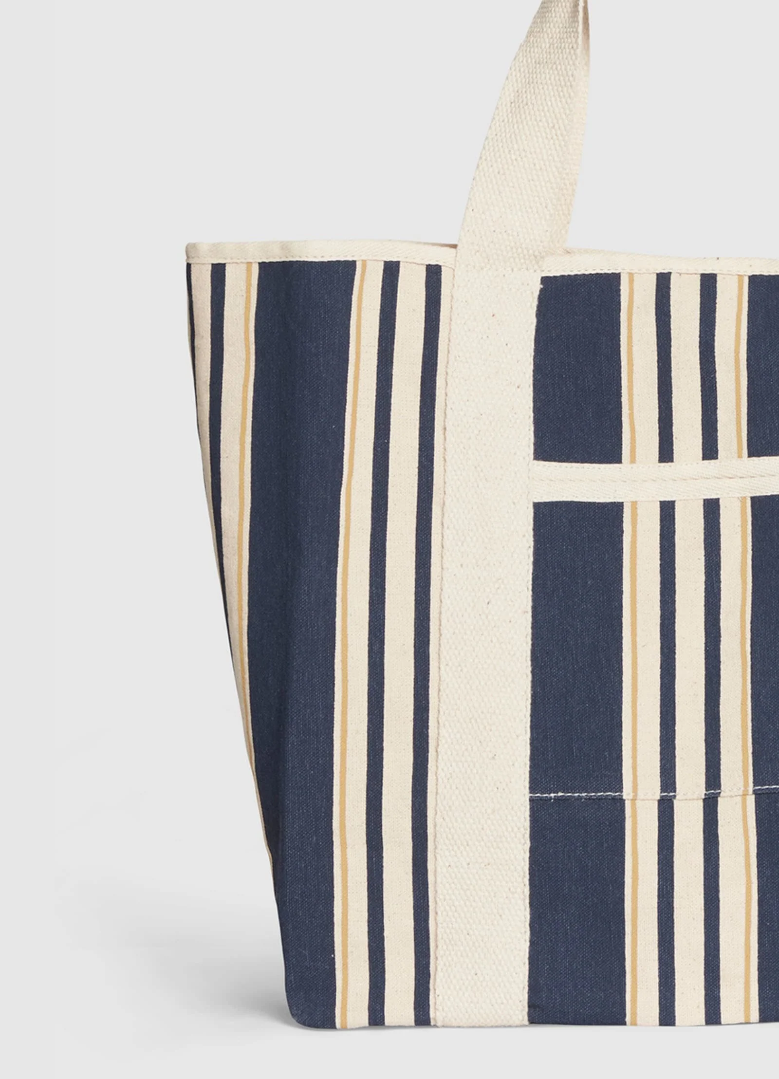 Multi Stripe Canvas Tote - True Navy - Image 3