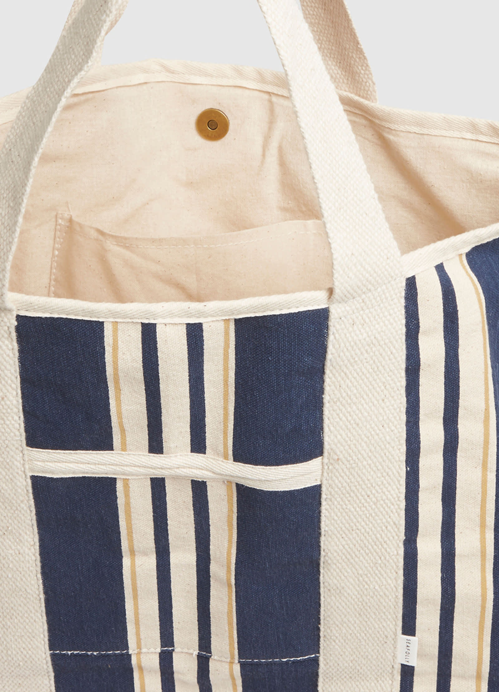 Multi Stripe Canvas Tote - True Navy - Image 4