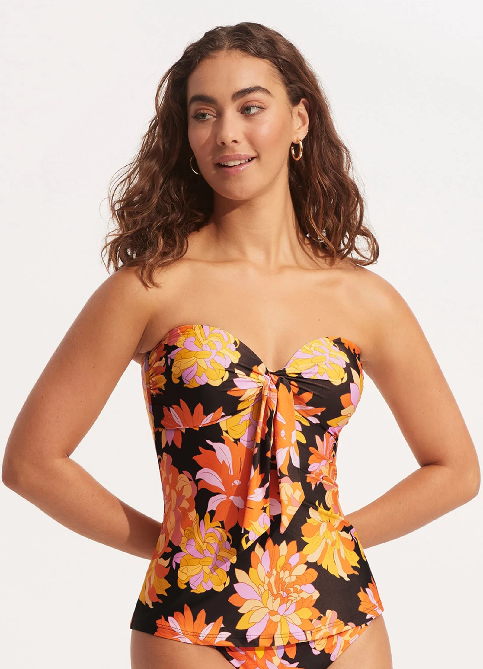 Palm Springs Twist Front Bandeau Singlet - Black - Image 2