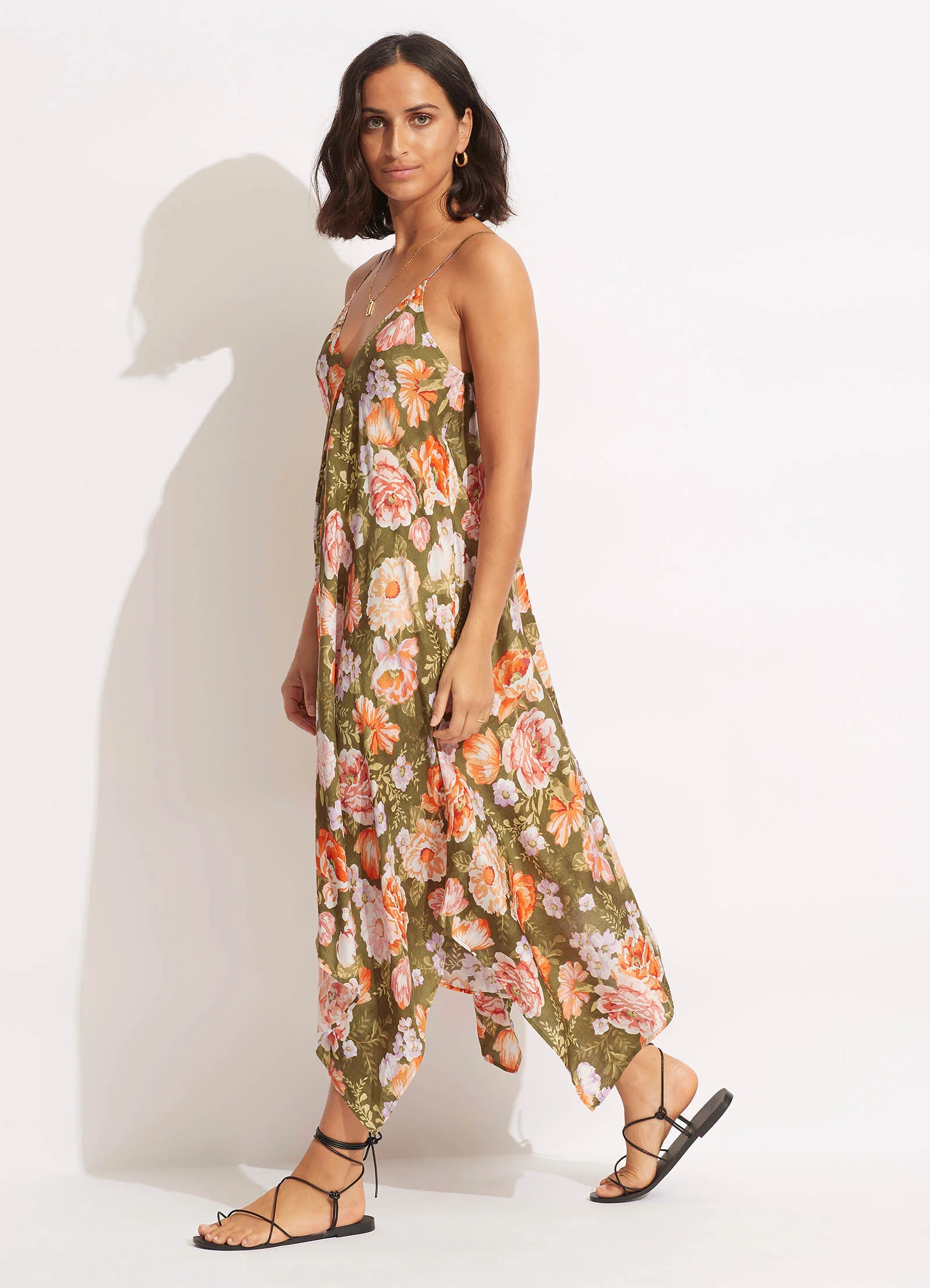 Paradise Garden Scarf Dress  - Avocado - Image 2
