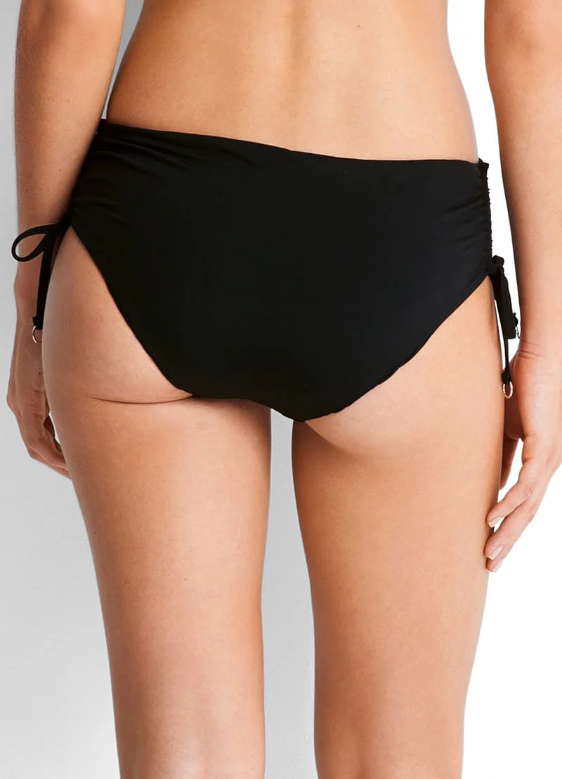Ruched Side Hipster Bikini Bottom - Black - Image 2