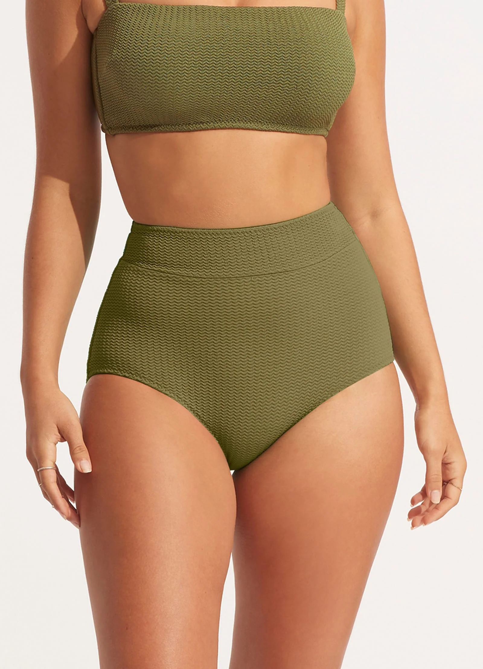 Sea Dive High Waisted Bikini Bottom - Khaki - Image 2