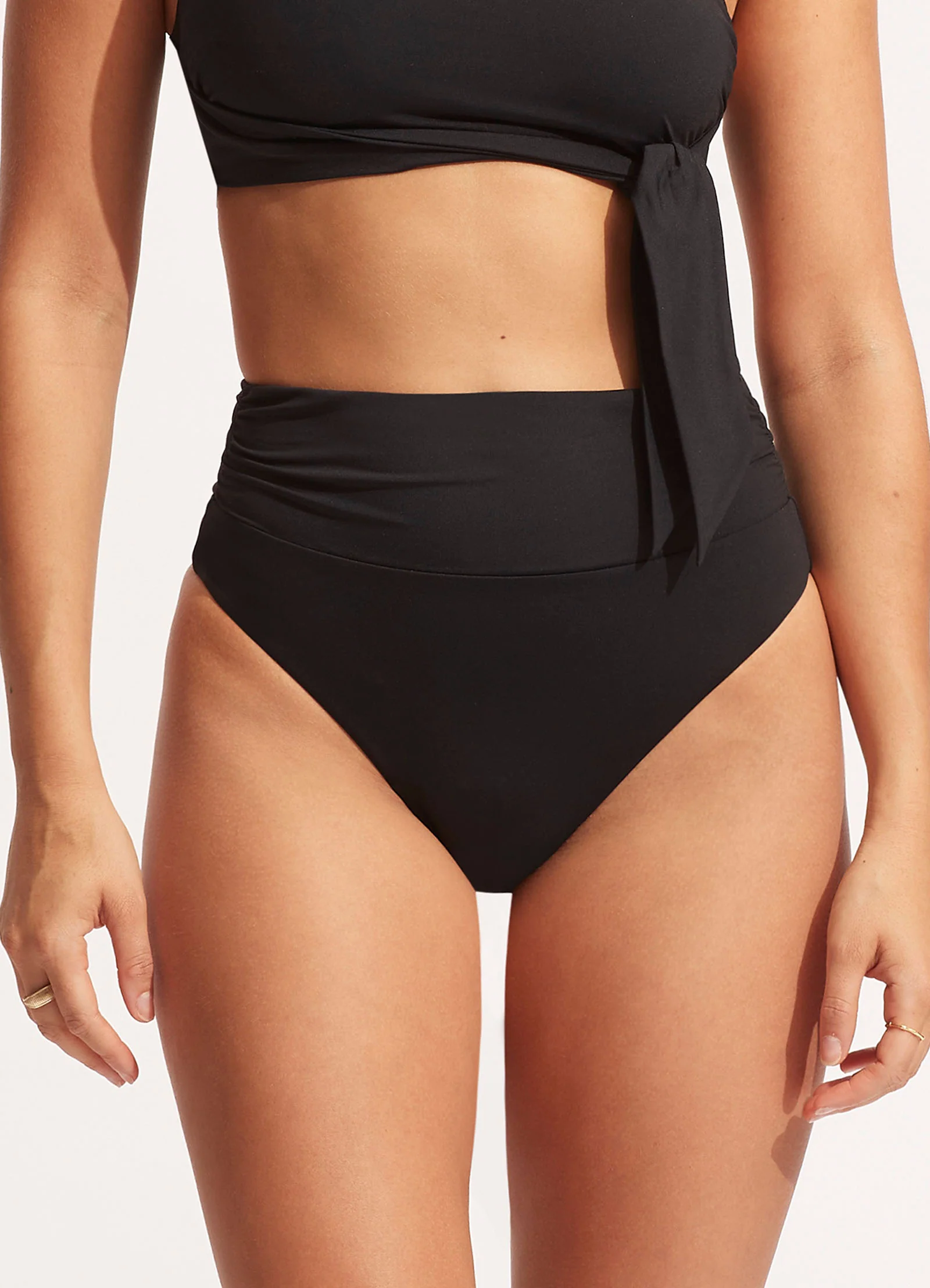 Seafolly Collective High Cut Rio Bikini Bottom - Black - Image 3