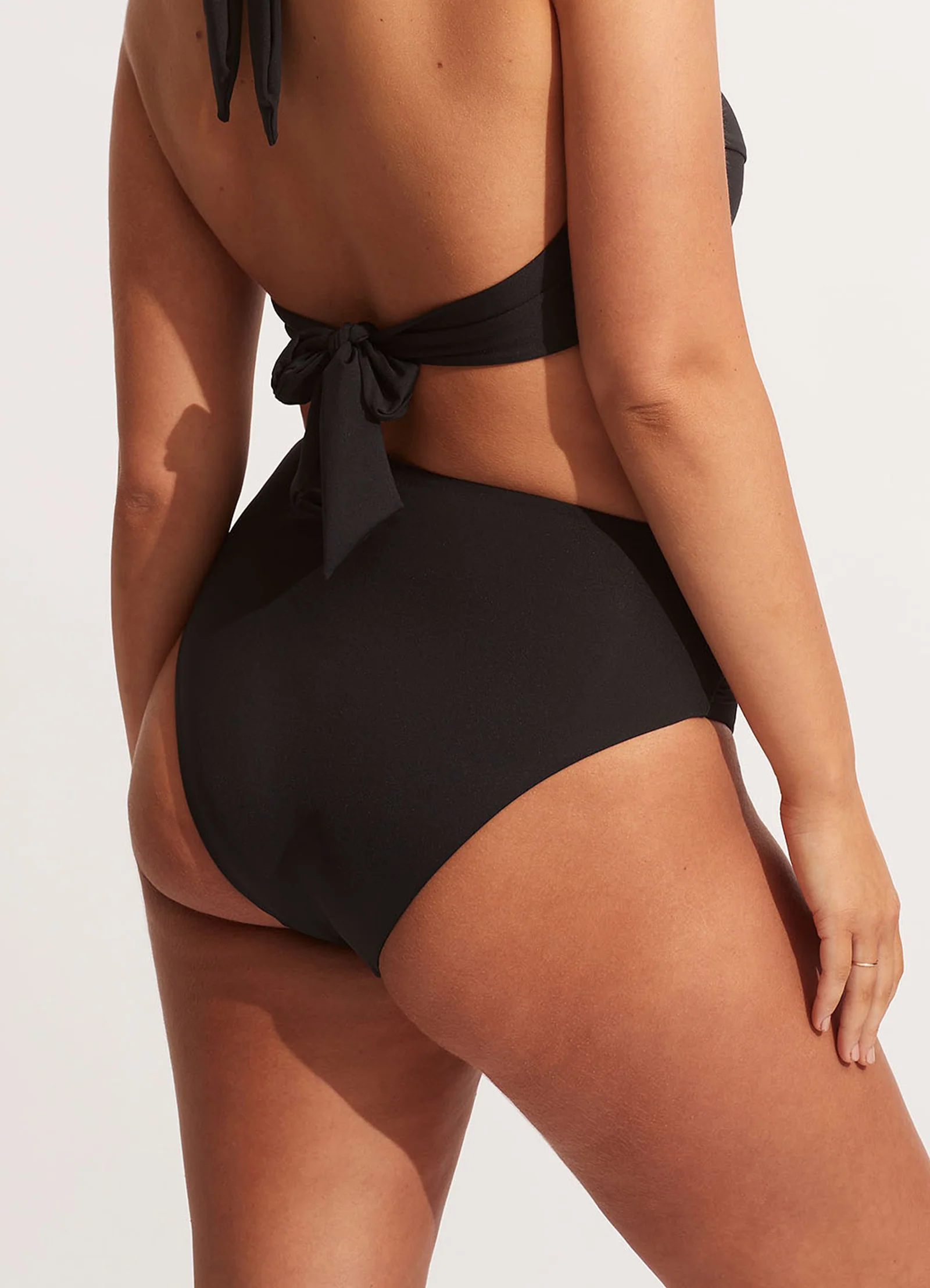 Seafolly Collective High Waist Wrap Front Bikini Bottom - Black - Image 4