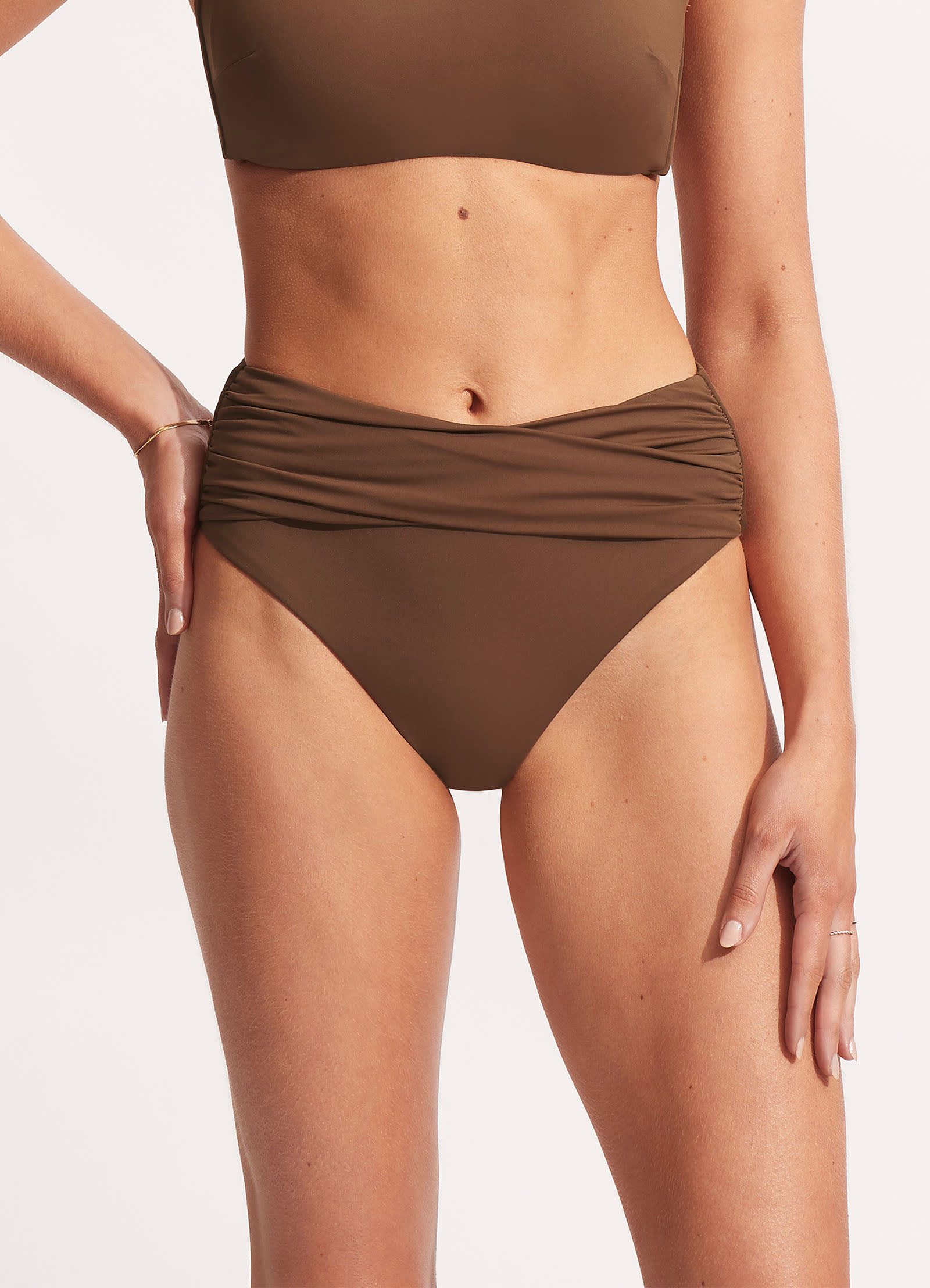 Seafolly Collective High Waist Wrap Front Bikini Bottom - Tiramisu - Image 3