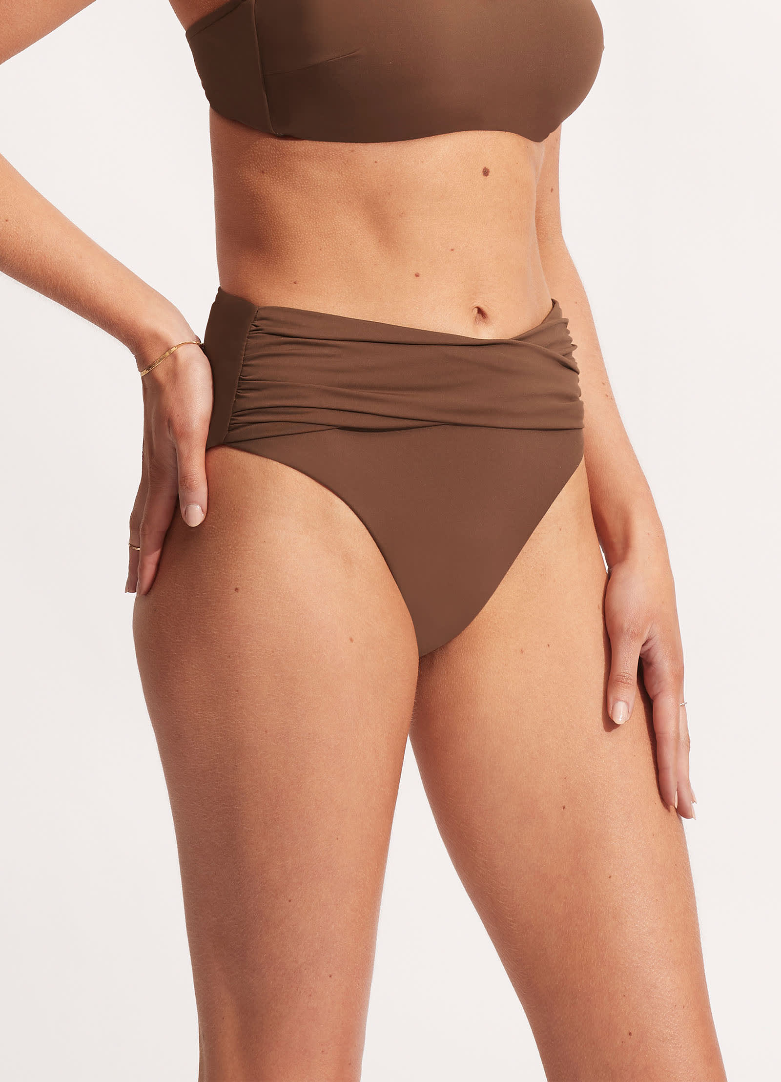 Seafolly Collective High Waist Wrap Front Bikini Bottom - Tiramisu - Image 4