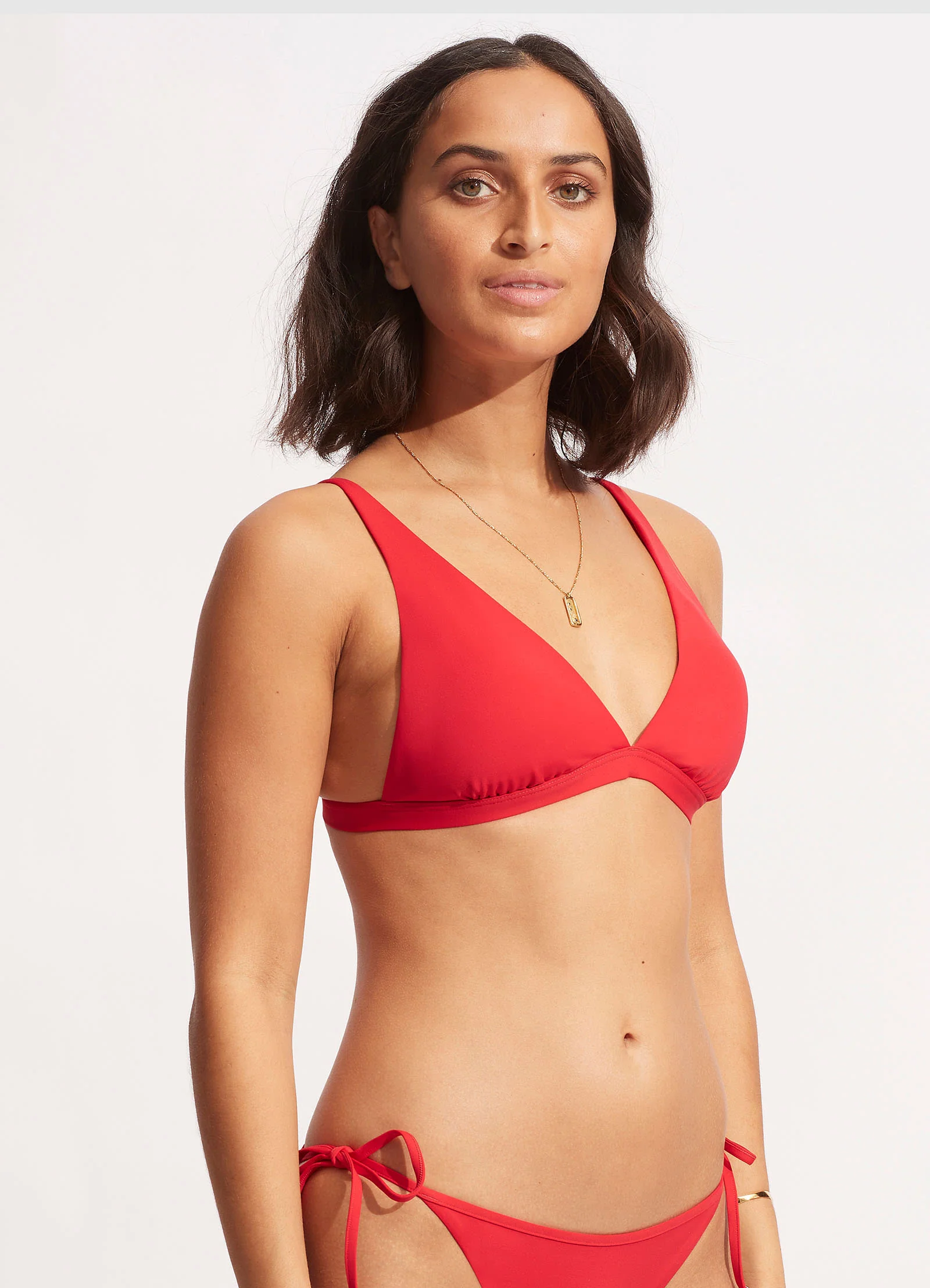 Seafolly Collective Longline Triangle Bikini Top - Chilli Red - Image 3