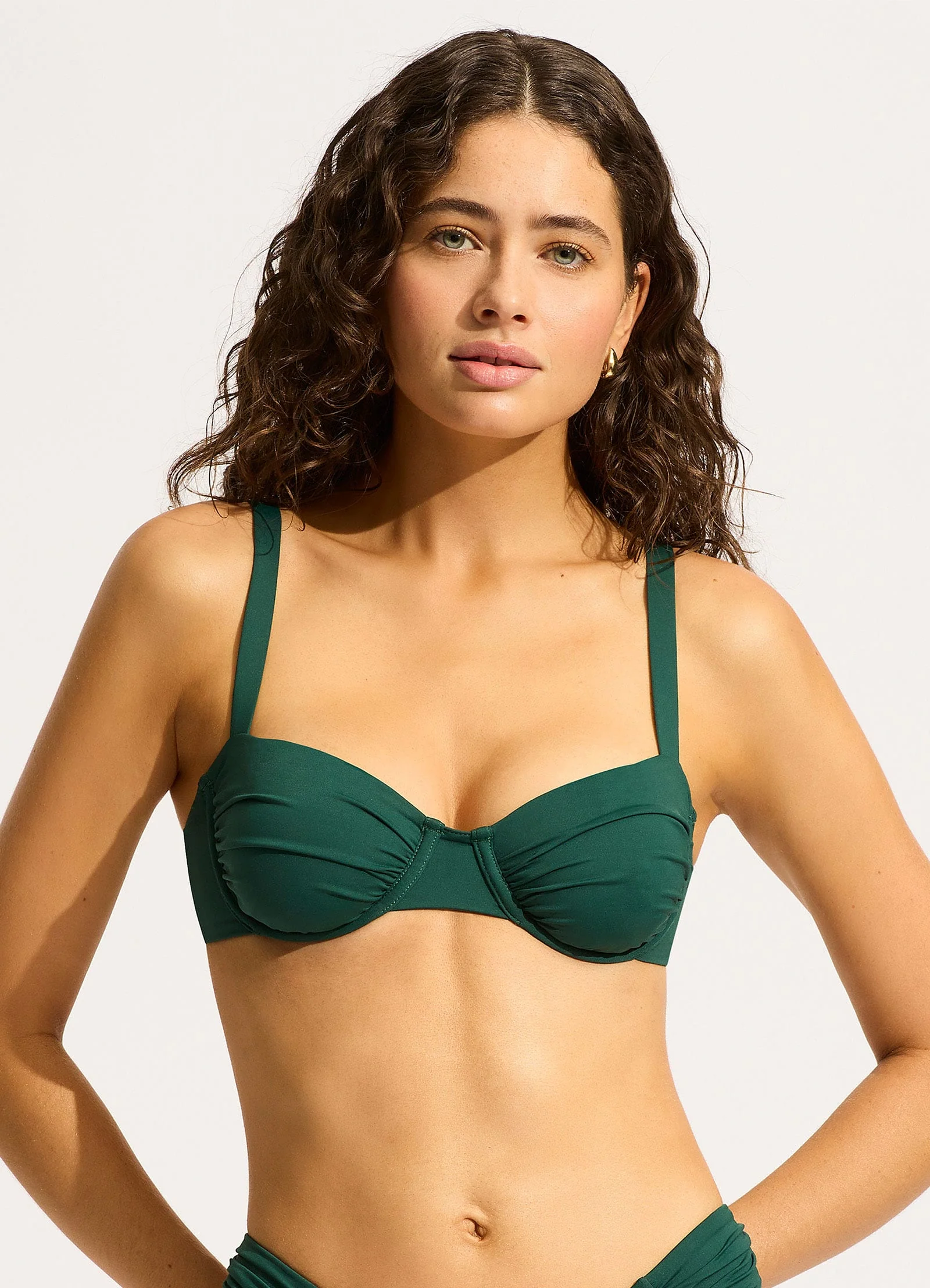 Seafolly Collective Ruched Underwire Bikini Top - Evergreen - Image 2