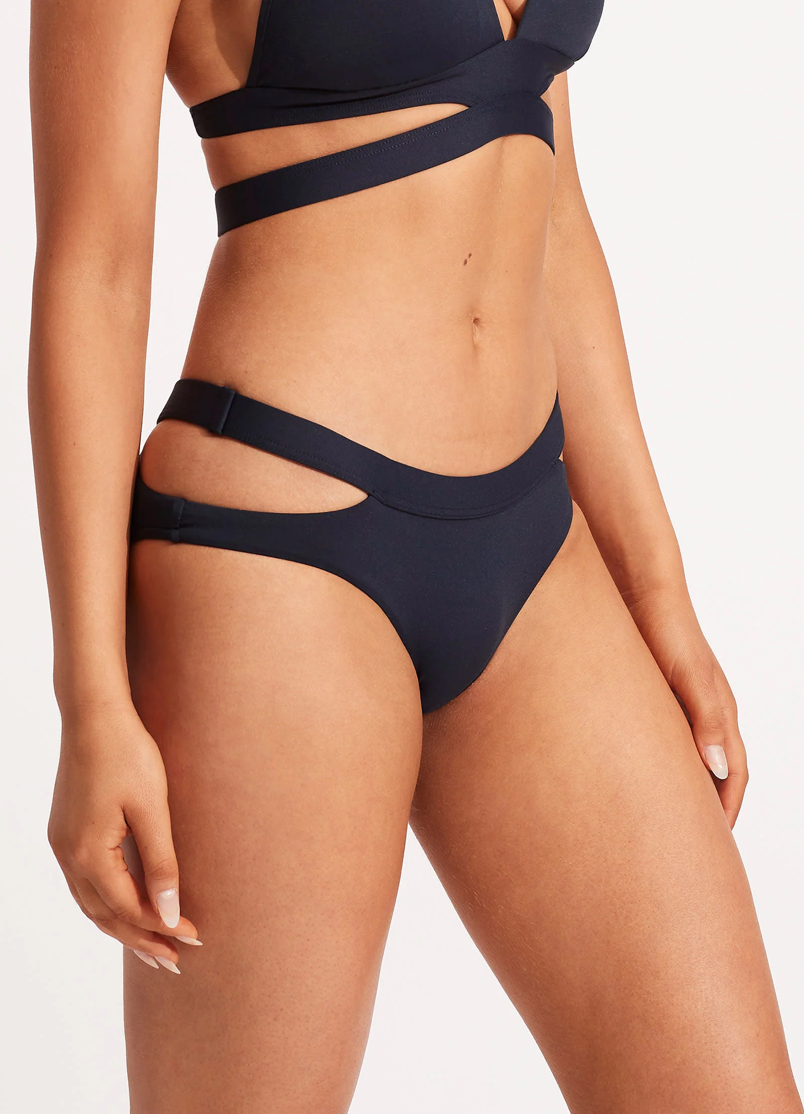 Seafolly Collective Split Band Hipster Bikini Bottom - True Navy - Image 4