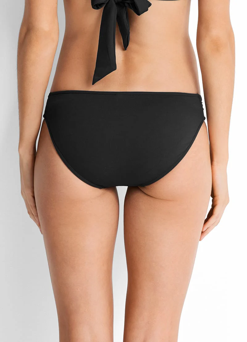 Seafolly Pleated Hipster Bikini Bottom - Black - Image 2