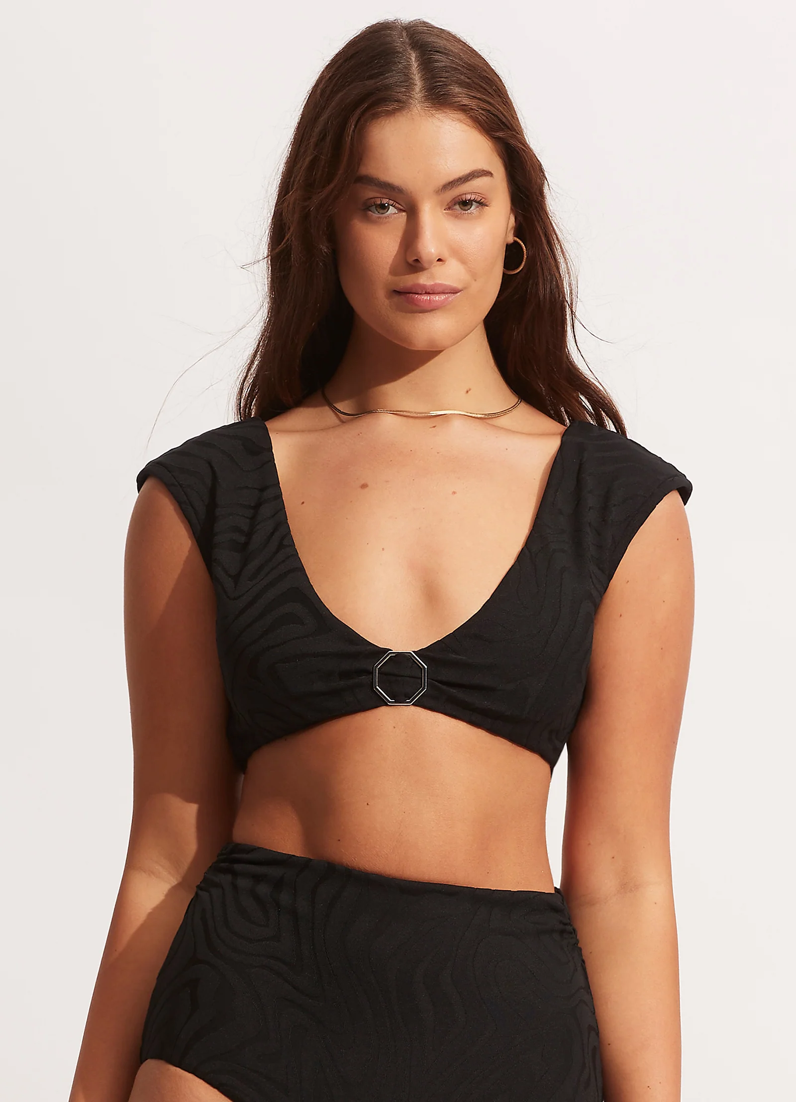 Second Wave Cap Sleeve Top - Black - Image 2