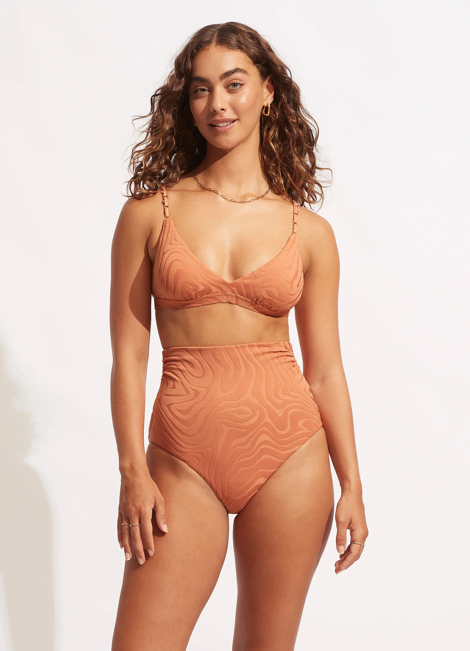 Second Wave High Waist Bikini Bottom - Copper Tan - Image 2