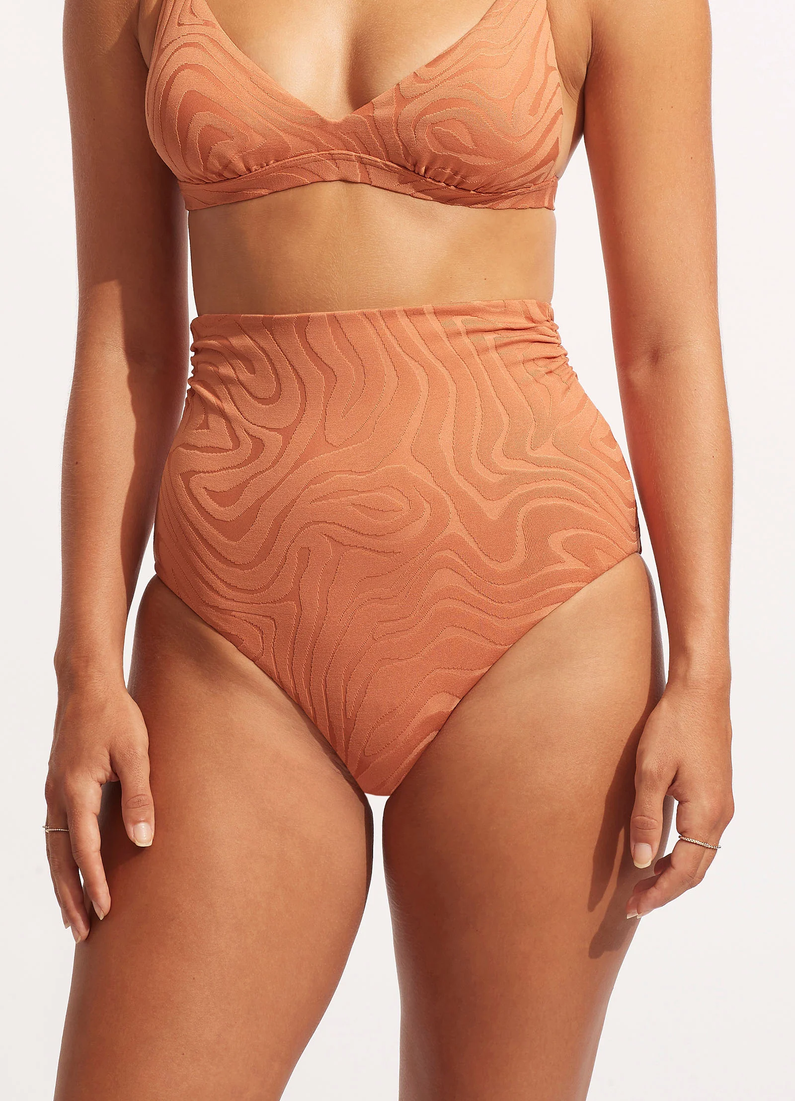 Second Wave High Waist Bikini Bottom - Copper Tan - Image 4