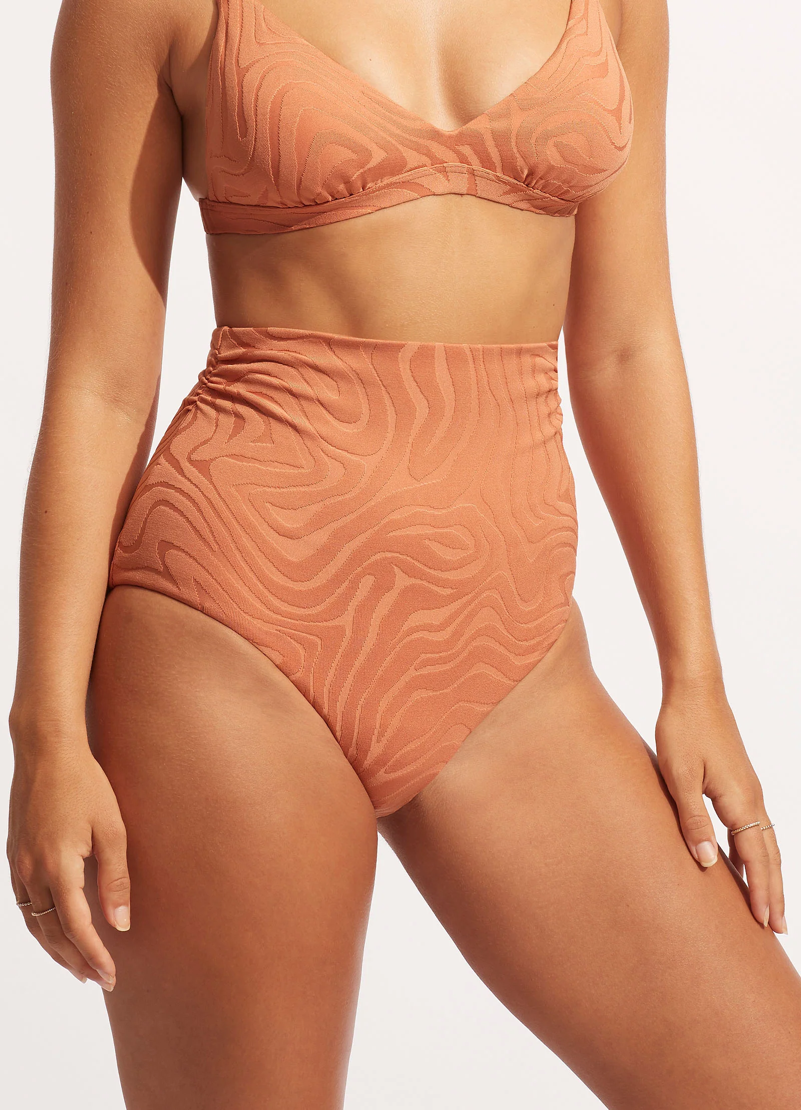 Second Wave High Waist Bikini Bottom - Copper Tan - Image 5