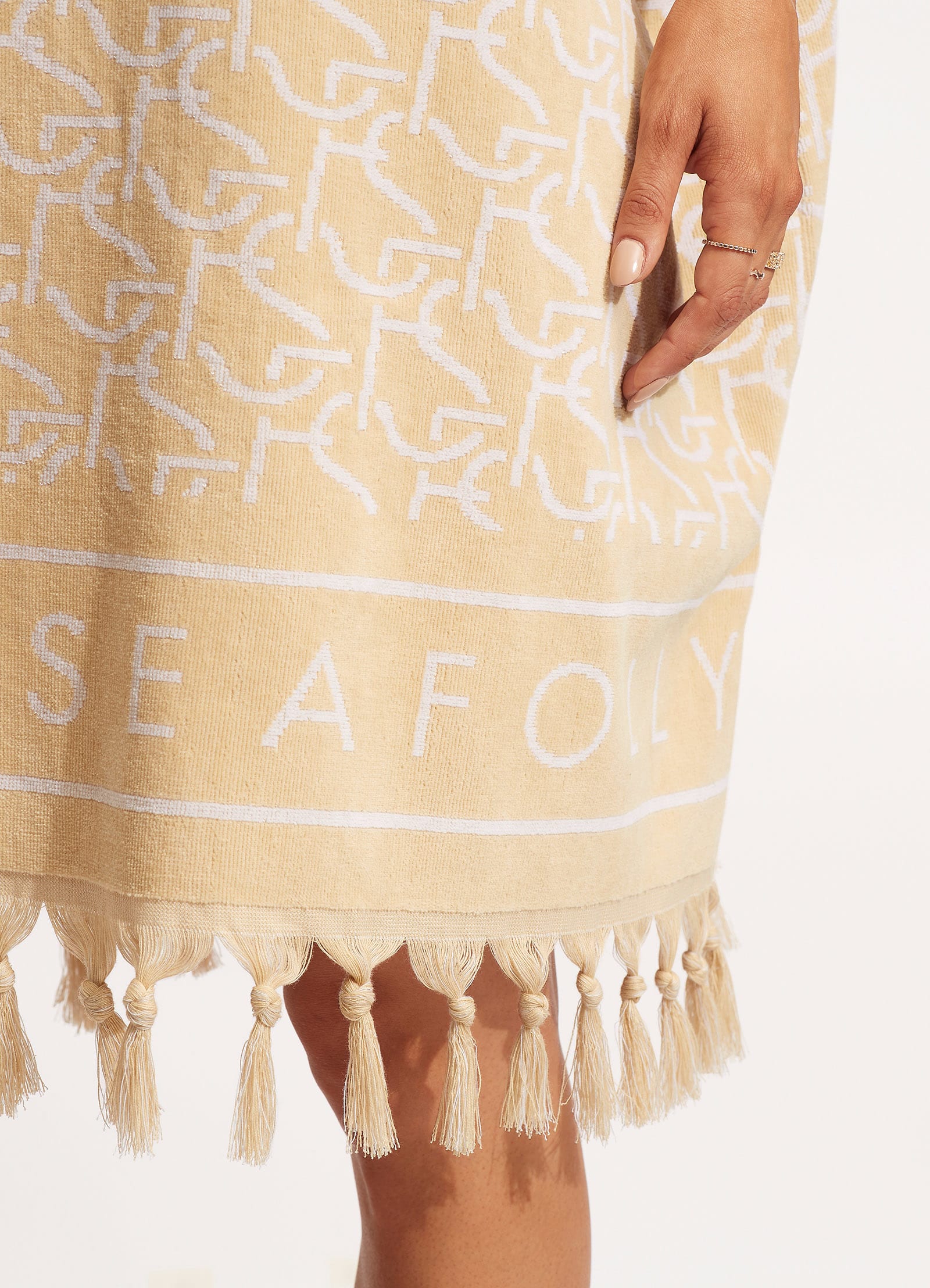 SF Monogram Towel Poncho - Natural - Image 6