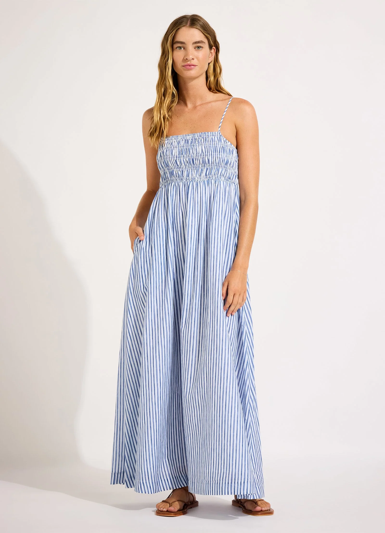 Shirred Midi Dress