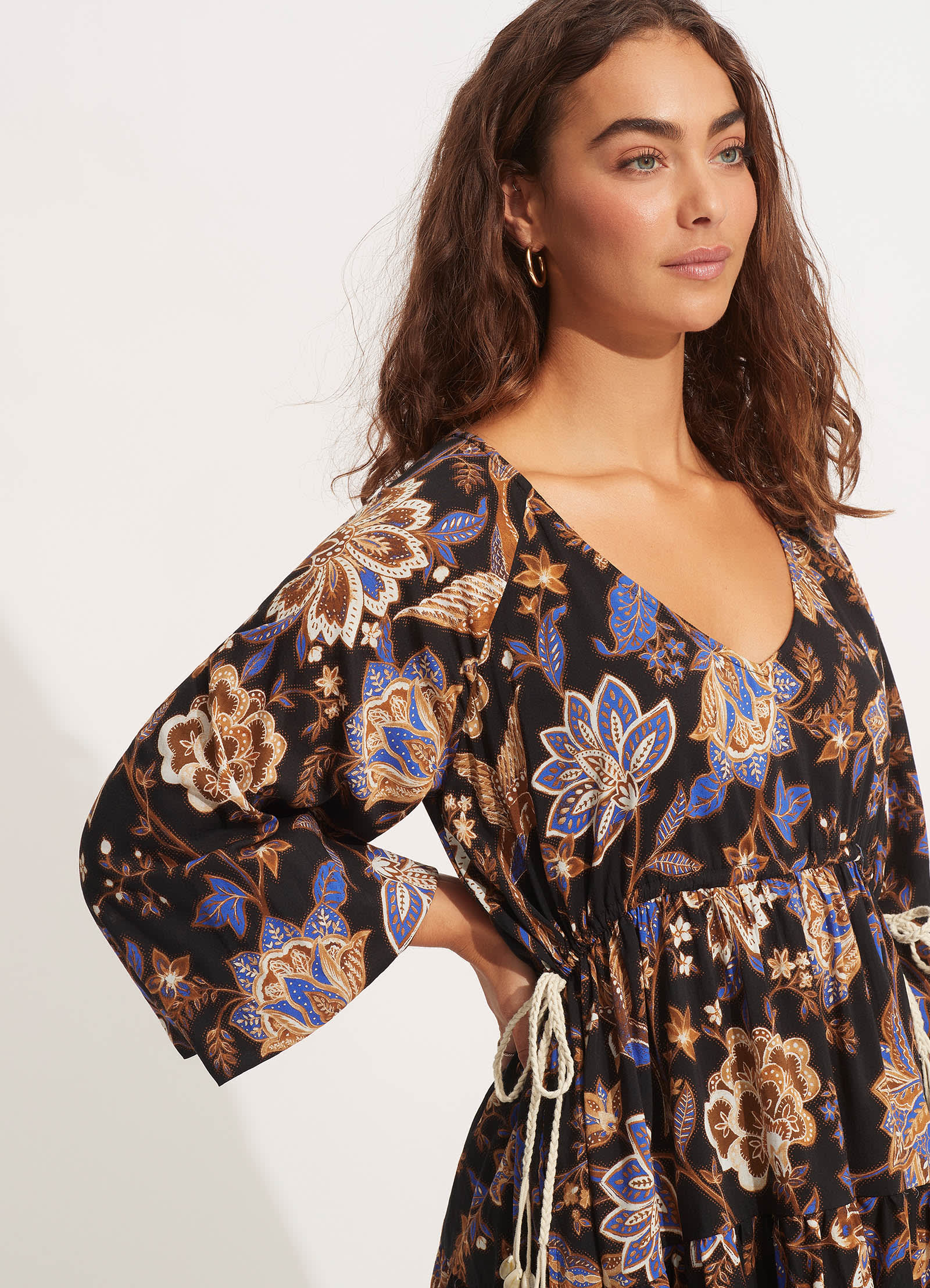 Silk Road Tier Mini Dress - Black - Image 4