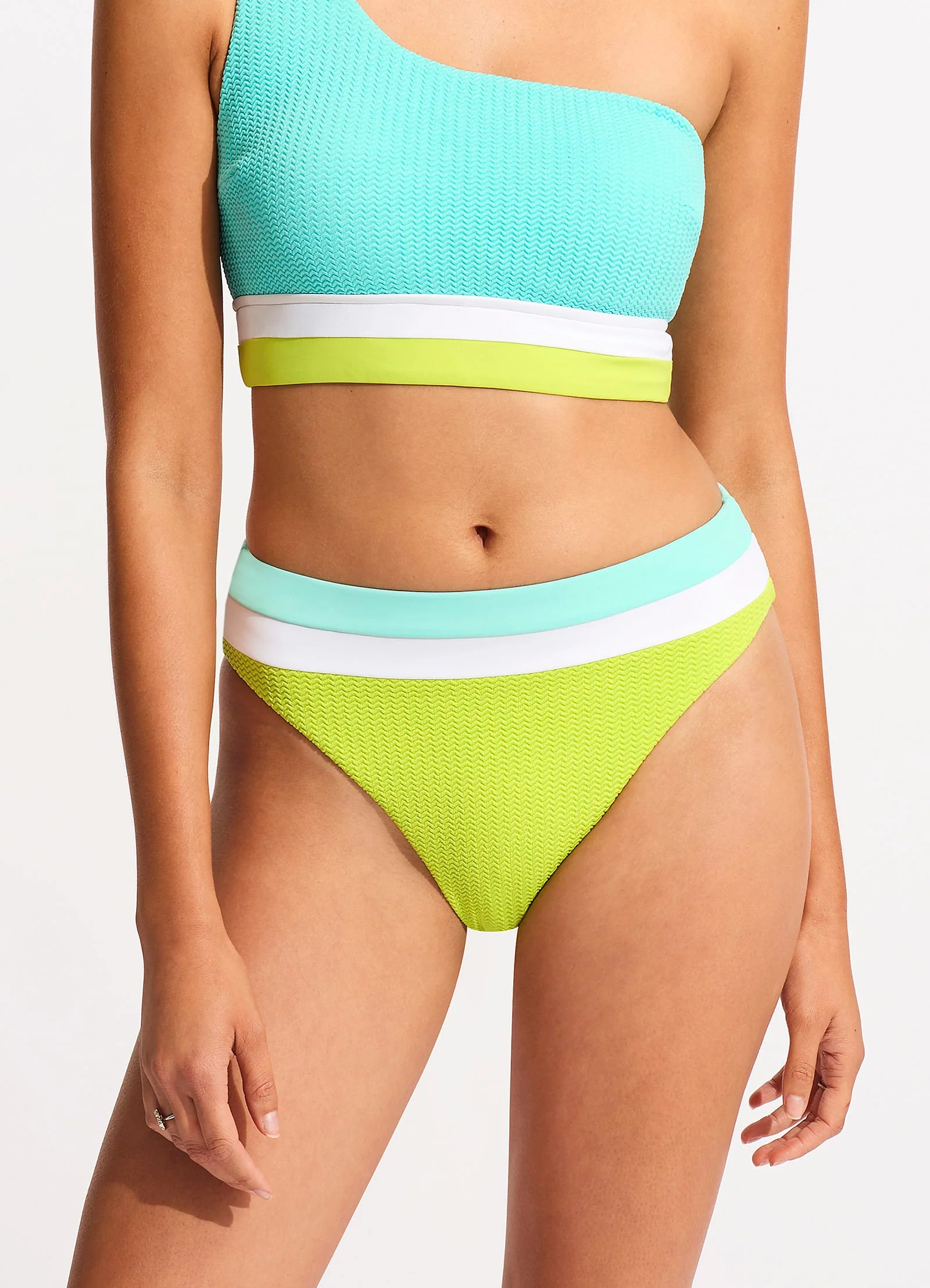 Slice Of Splice High Waisted Bikini Bottom - Lime Burst - Image 2