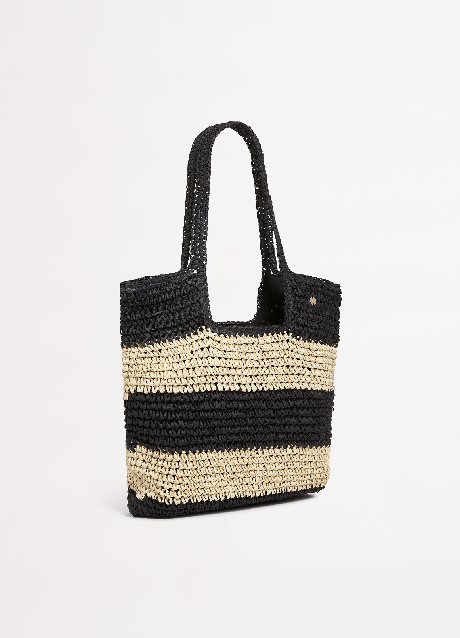 Splice Woven Tote - Black/Natural - Image 2