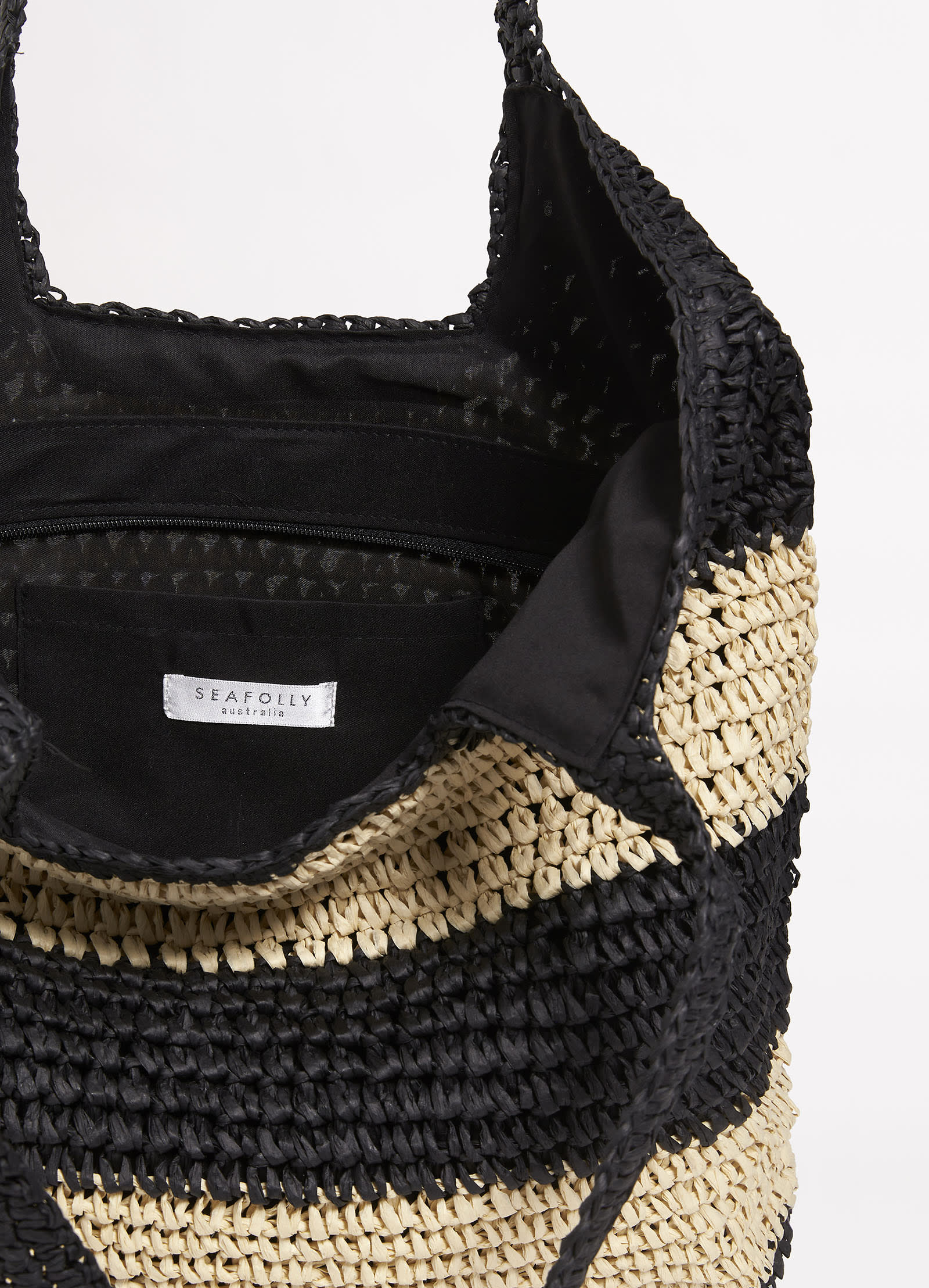 Splice Woven Tote - Black/Natural - Image 4