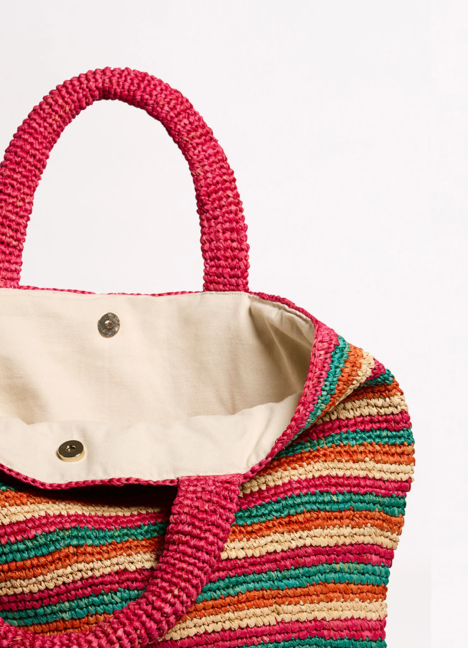 Stripe Woven Tote Bag - Multi - Image 4