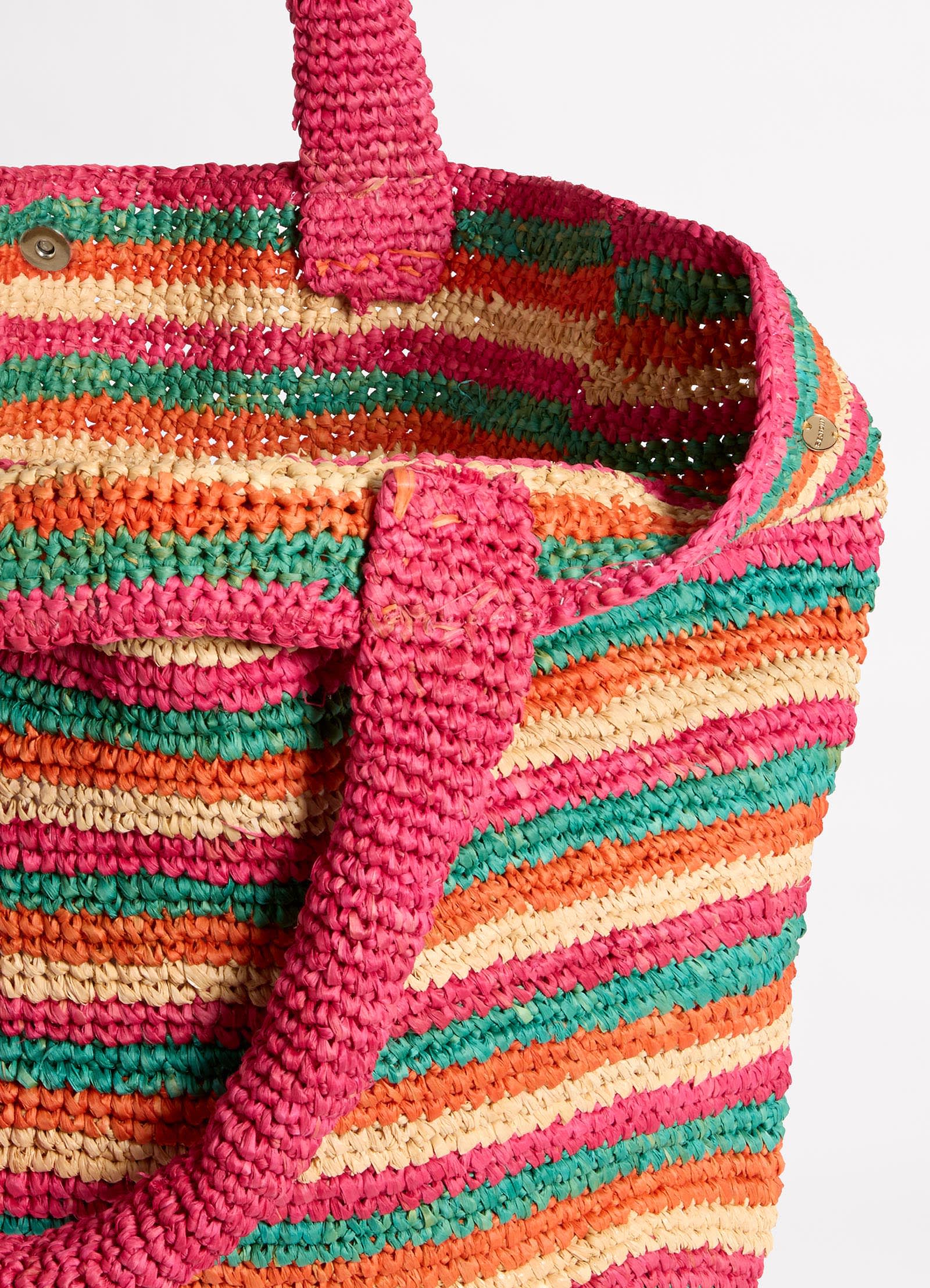 Stripe Woven Tote Bag - Multi - Image 5
