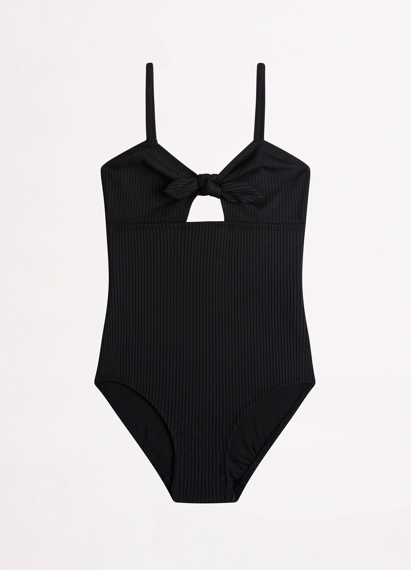 Summer Essential Girls Tie Front One Piece - Black