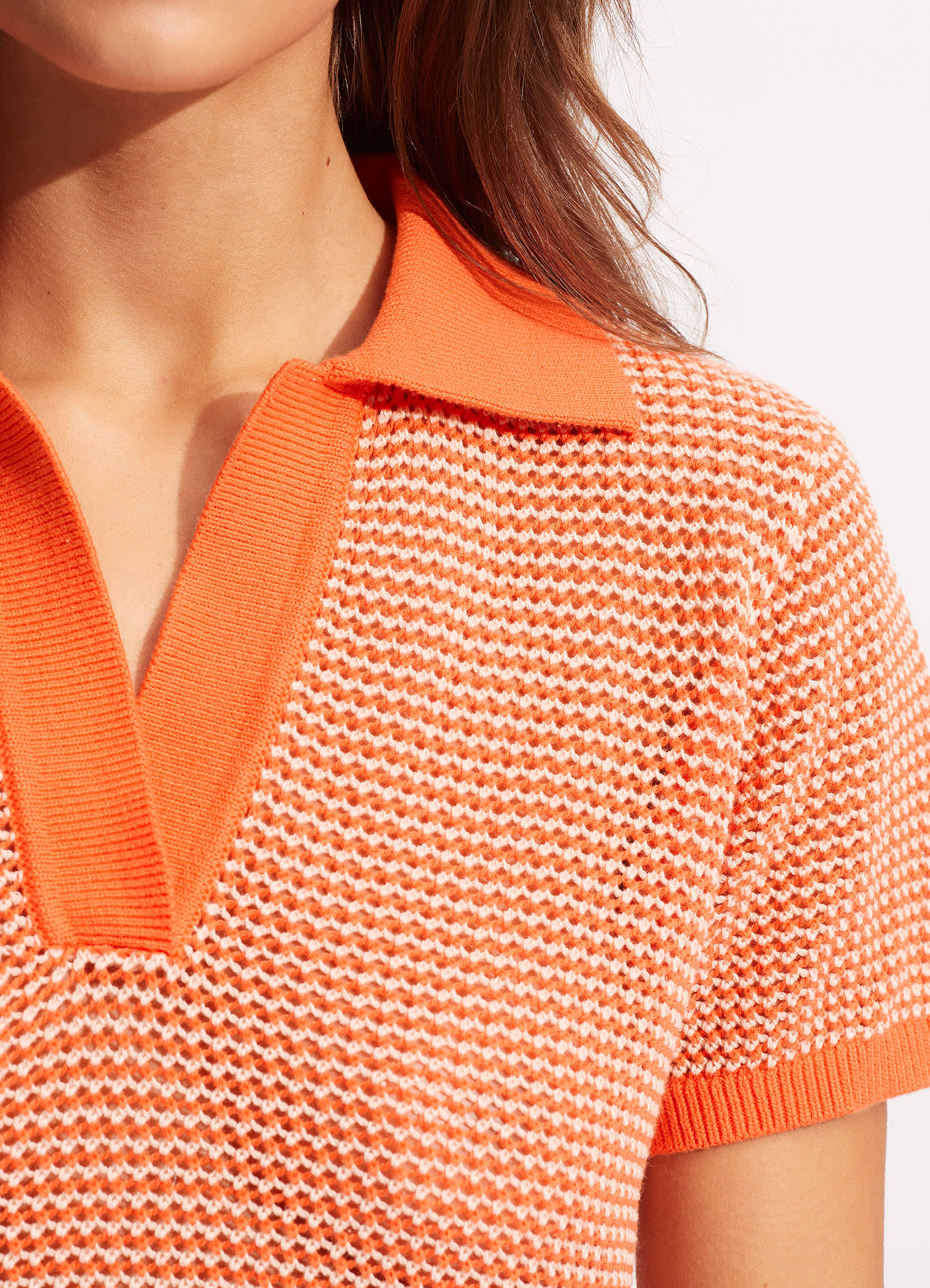 Sunray Knit Polo Top - Mandarin - Image 5