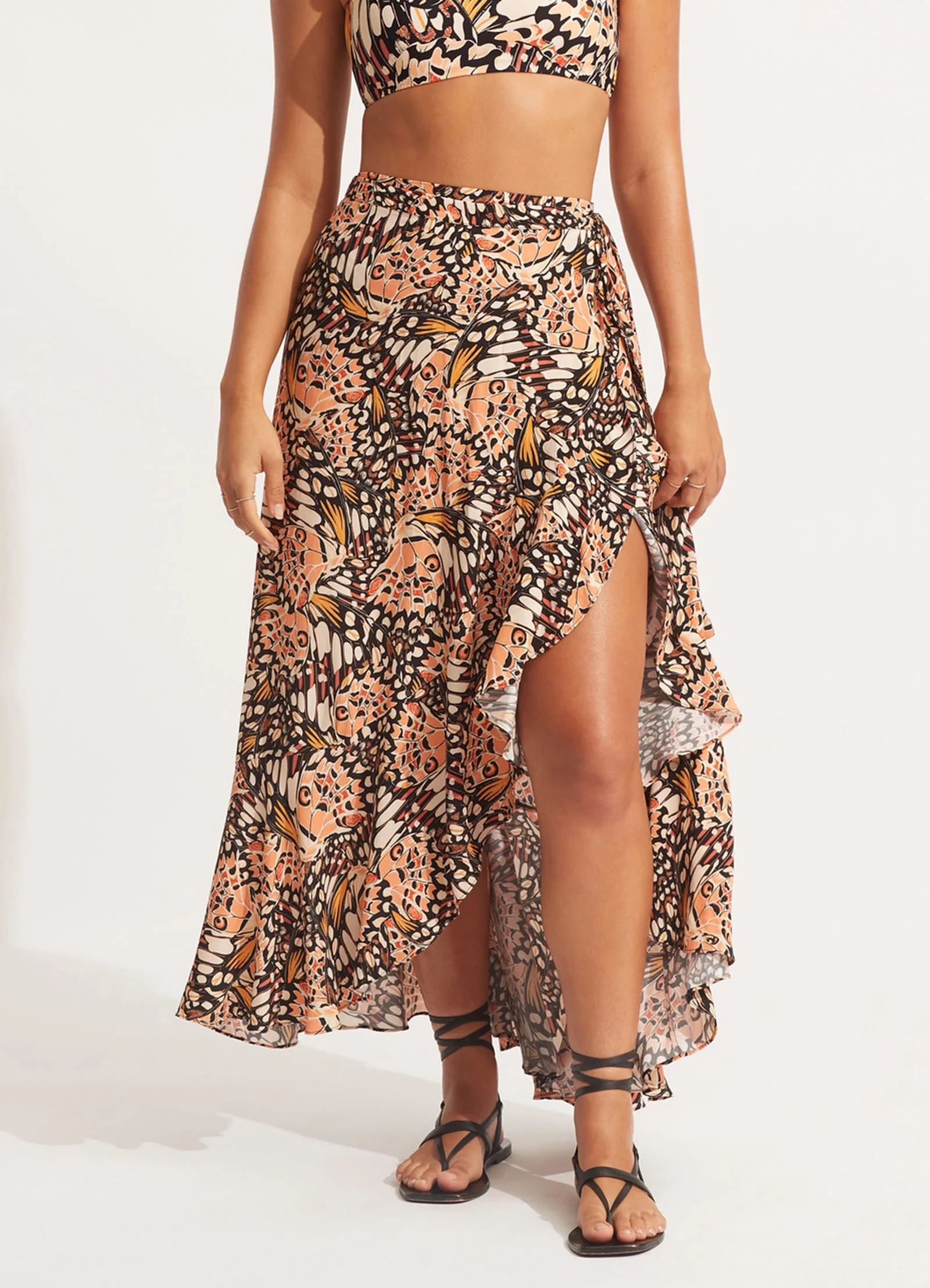 Take Flight Wrap Skirt - Mandarin - Image 2