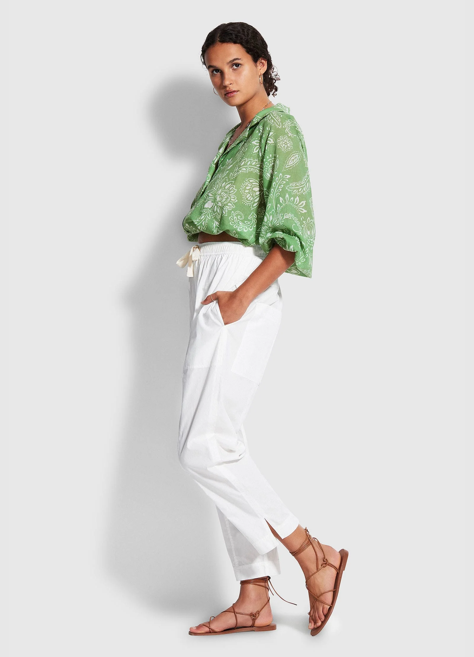Taper Poplin Pant   - White - Image 3