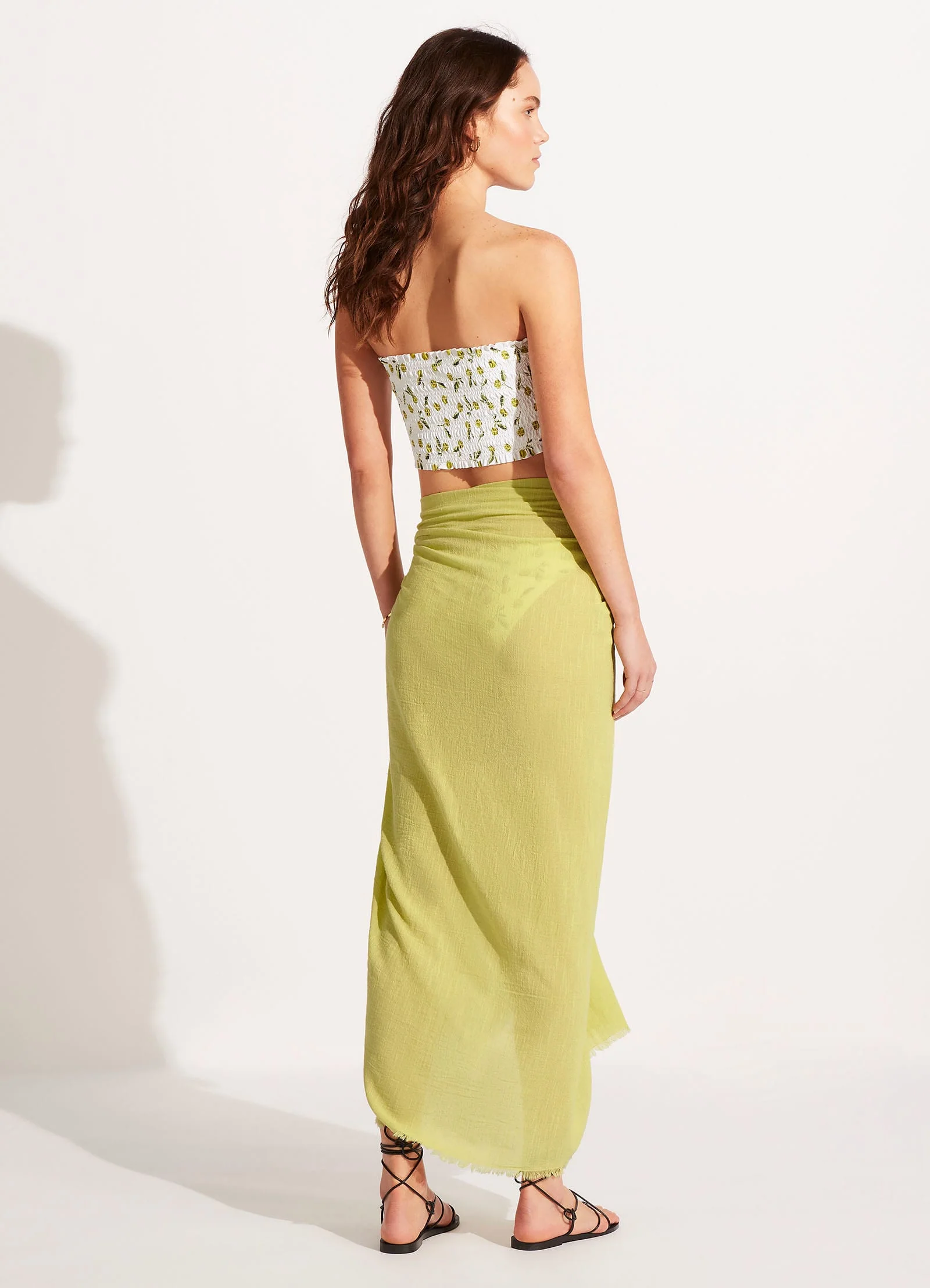 Textured Cotton Beach Wrap - Soft Olive - Image 3