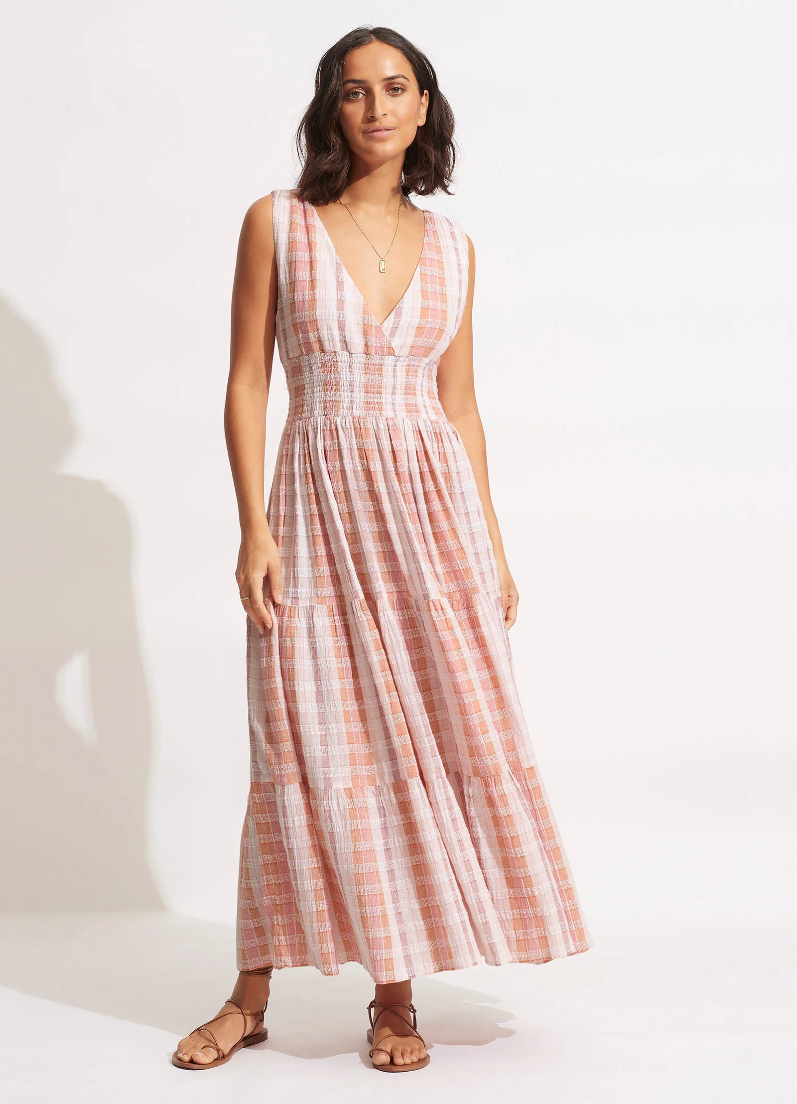Textured Gingham Maxi Dress - Lilac - Image 2