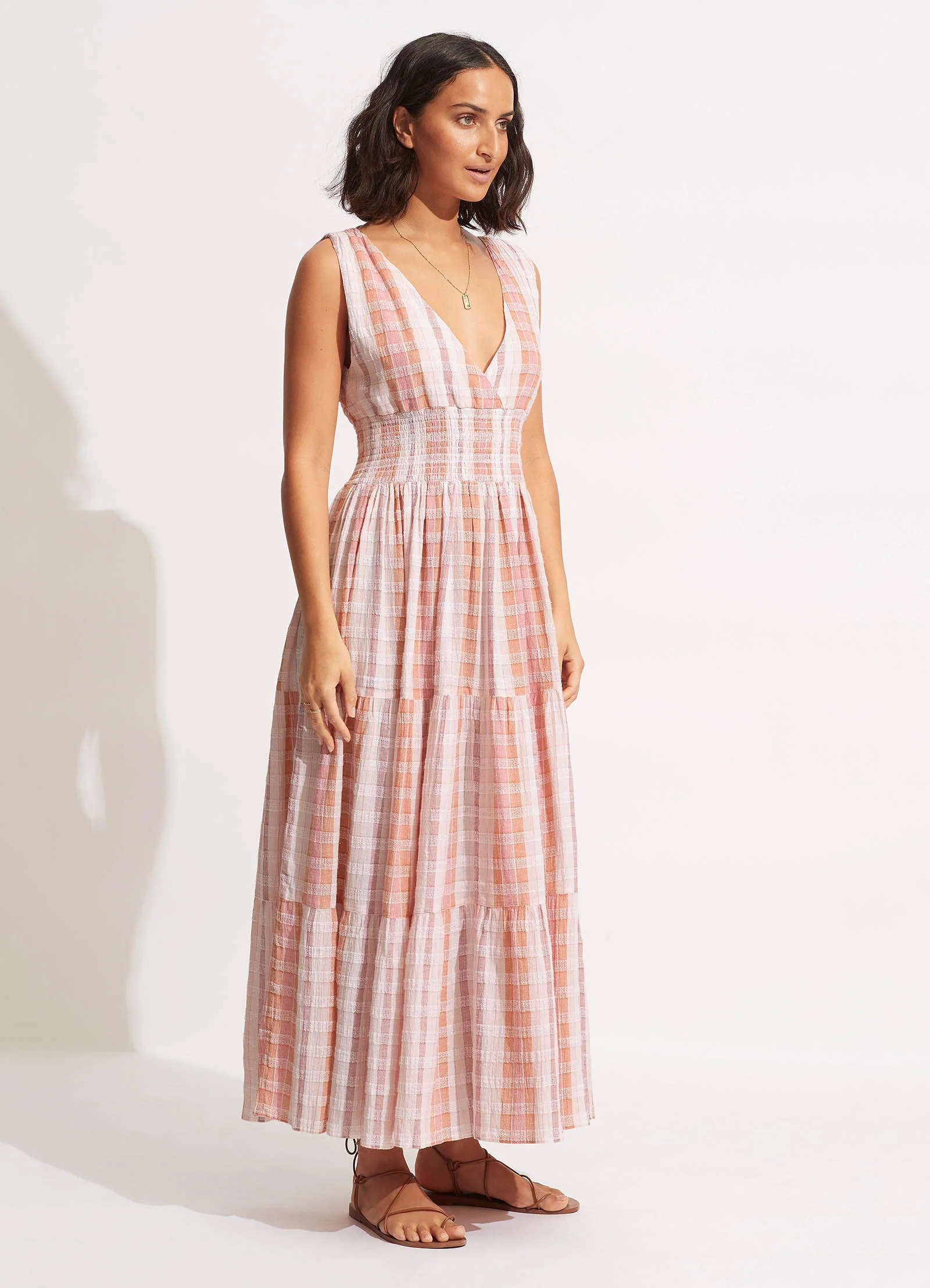 Textured Gingham Maxi Dress - Lilac - Image 3