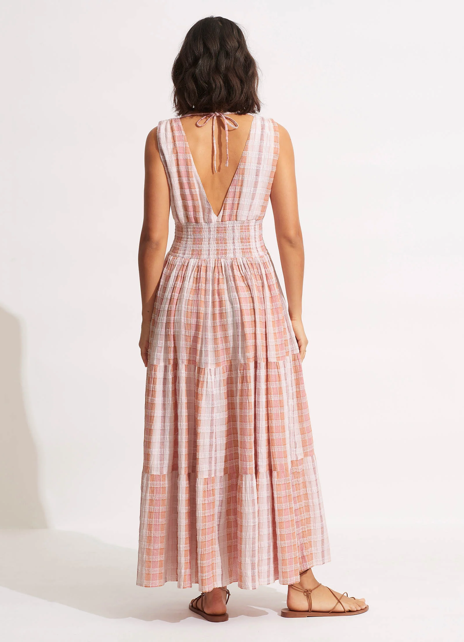 Textured Gingham Maxi Dress - Lilac - Image 4