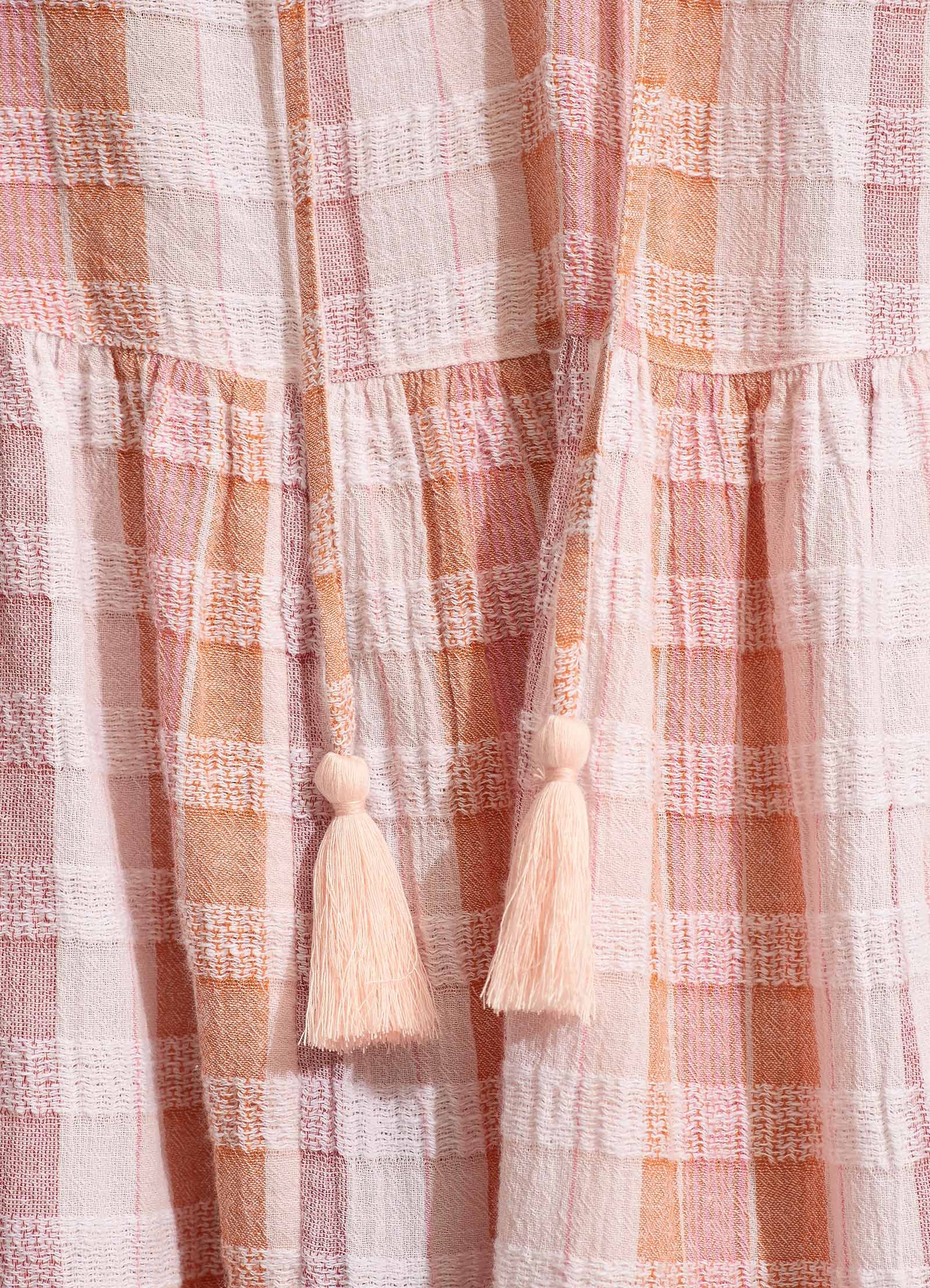 Textured Gingham Tiered Dress - Lilac - Image 5