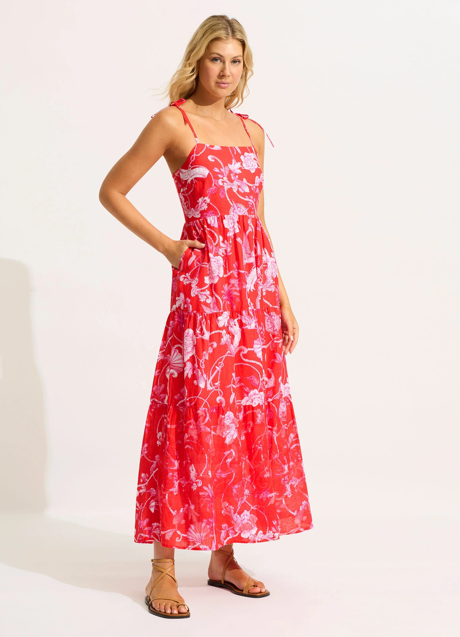 Tiered Maxi Dress - Chilli Red - Image 2