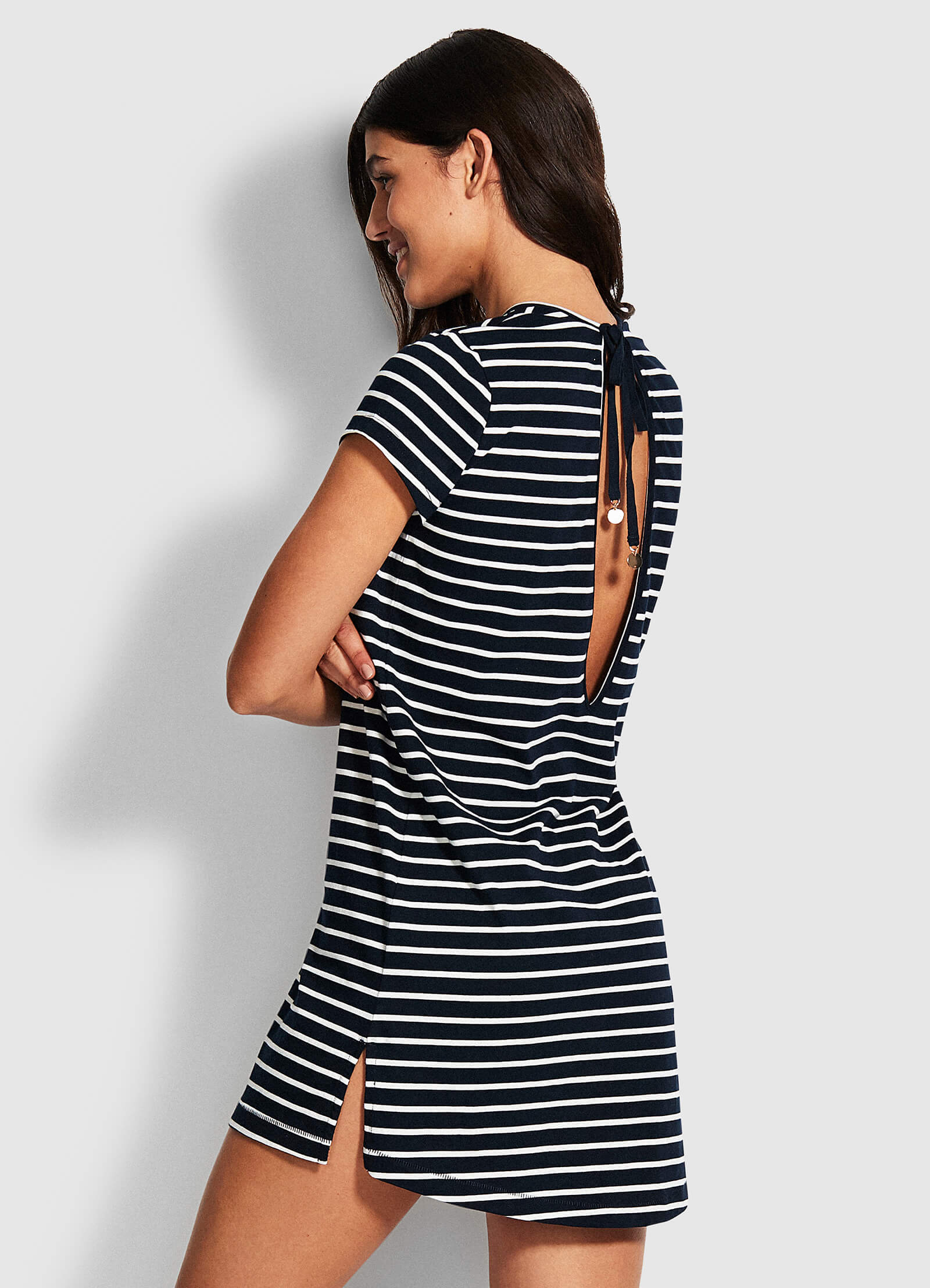 Vacay Tee Dress - Navy/White - Image 3