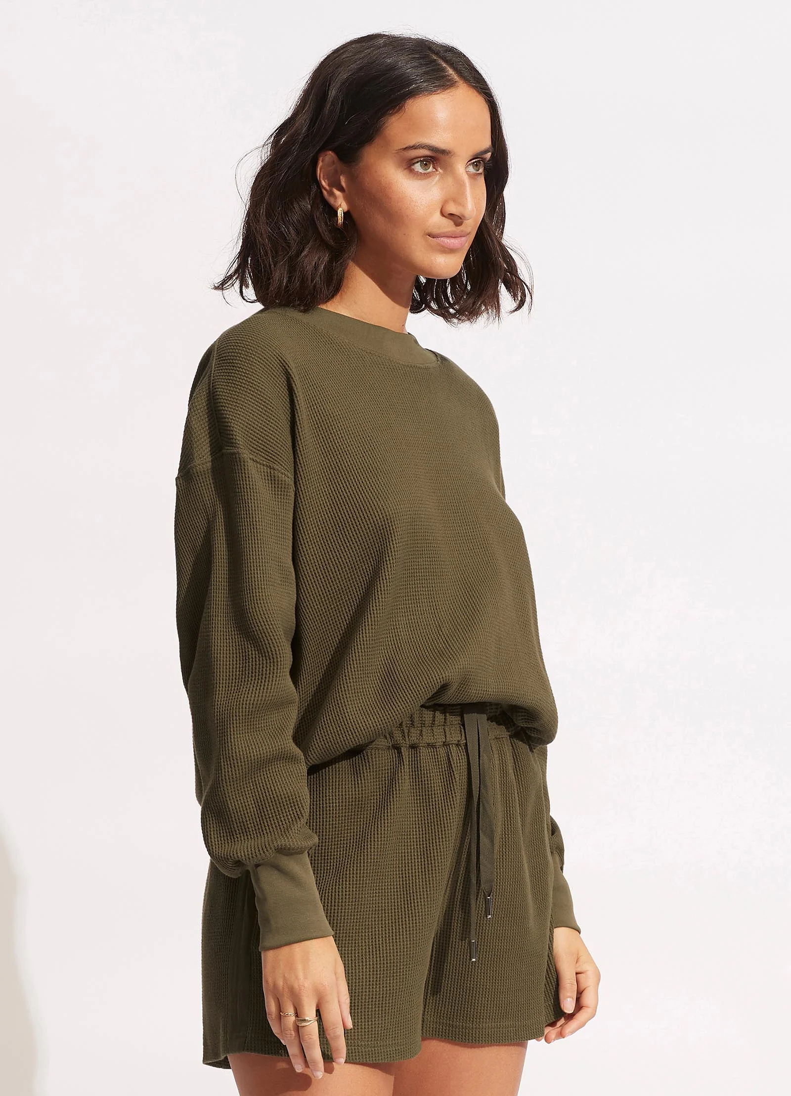 Waffle Sweat Top - Moss - Image 3