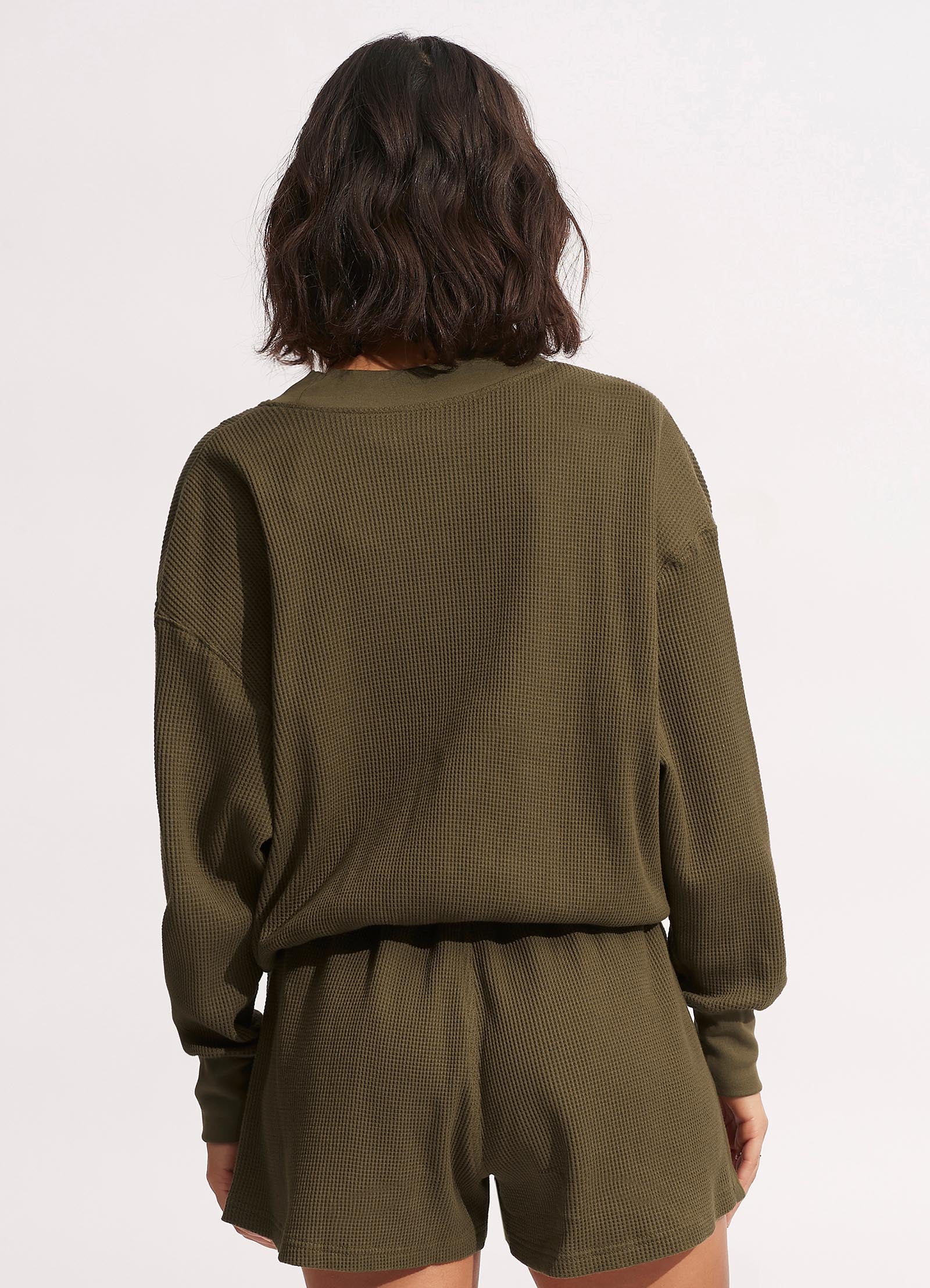 Waffle Sweat Top - Moss - Image 4