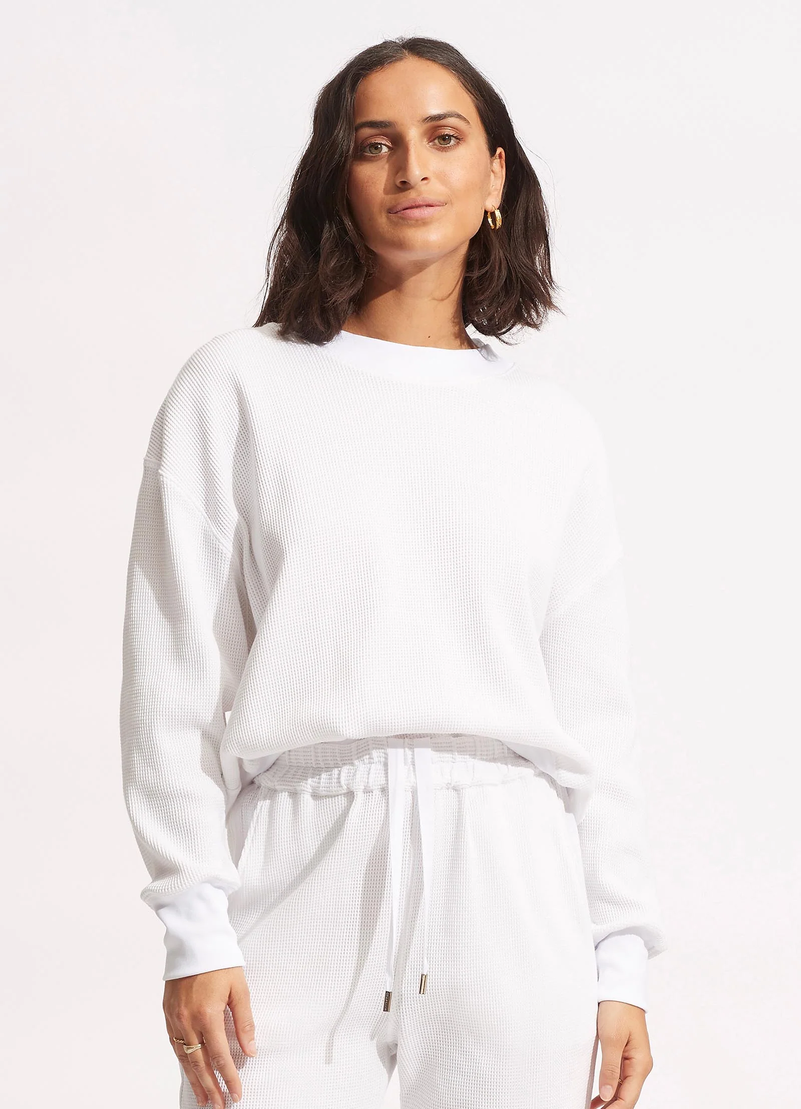 Waffle Sweat Top - White - Image 2