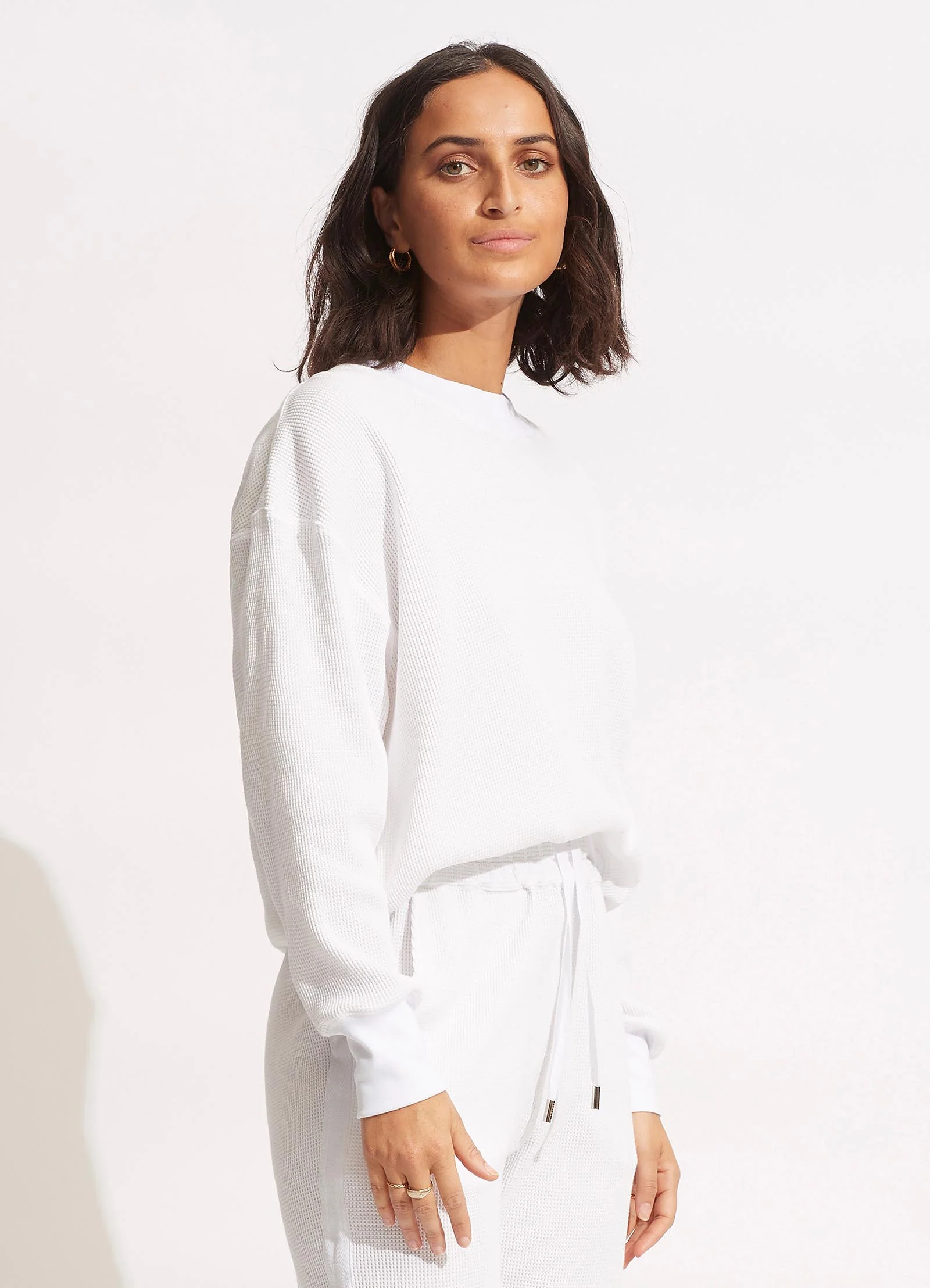 Waffle Sweat Top - White - Image 3
