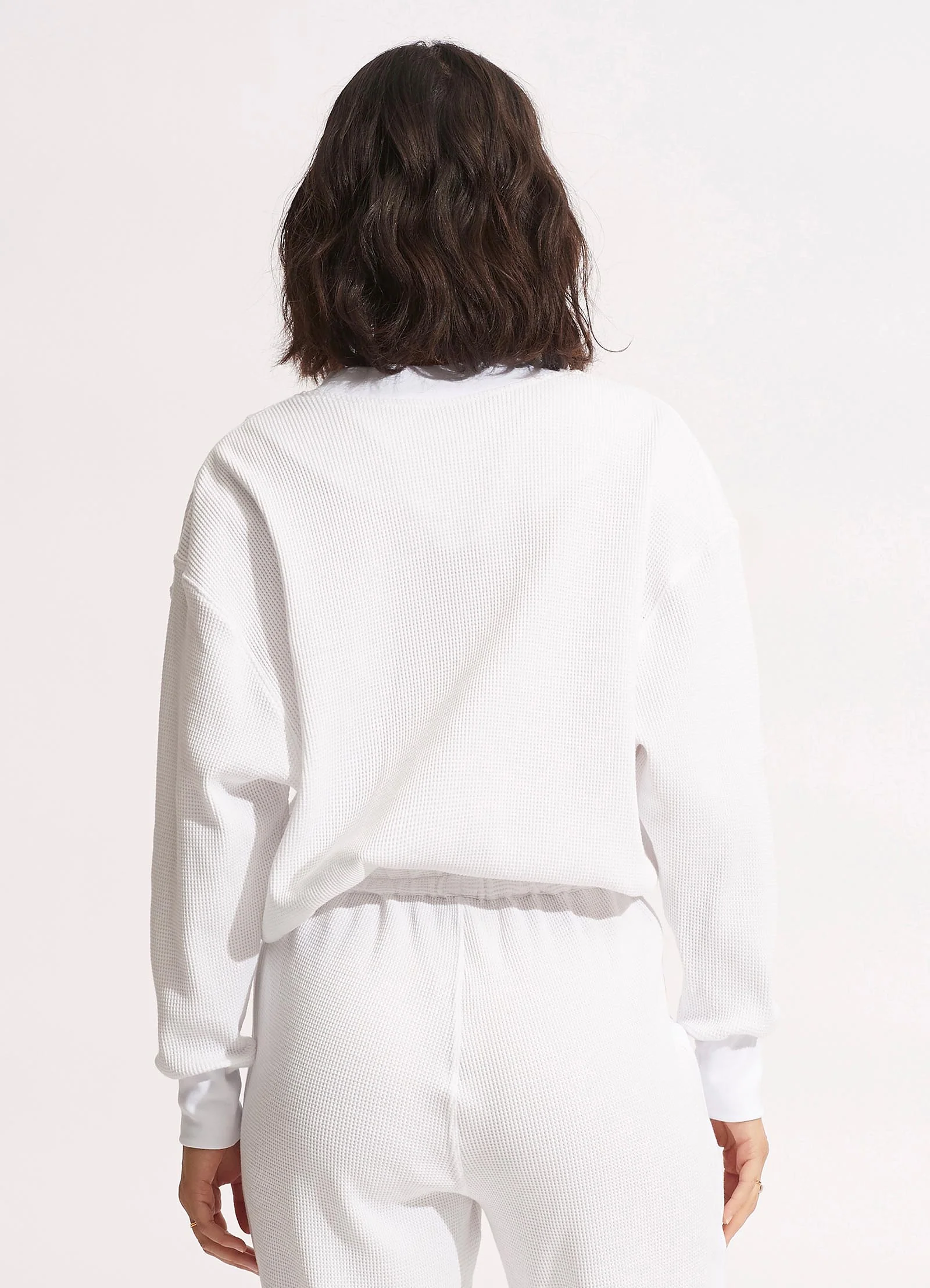 Waffle Sweat Top - White - Image 4