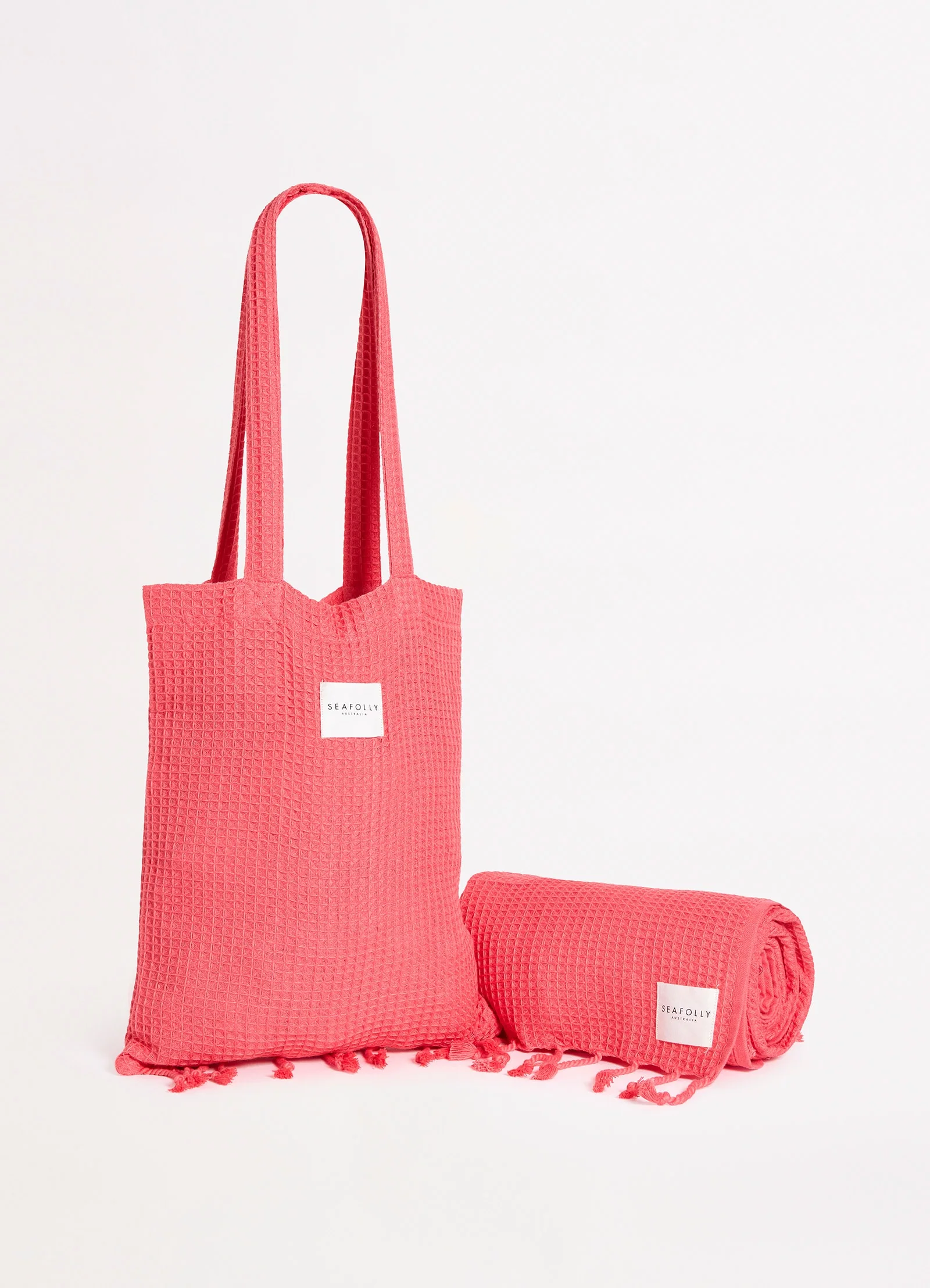 Waffle Towel & Tote Set - Sun Kissed Coral - Image 2