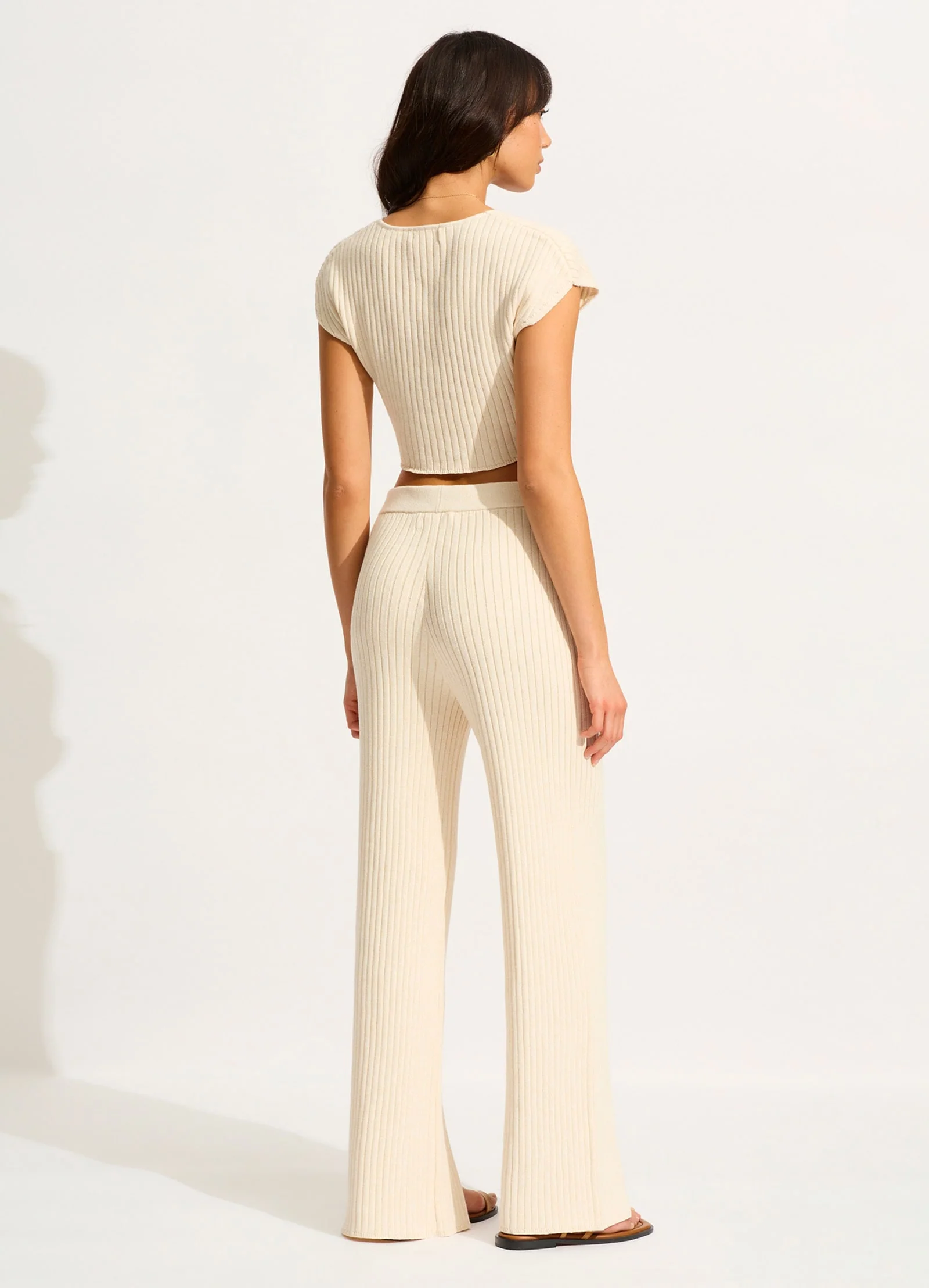 Wavelength Front Split Knit Pant - Ecru - Image 4
