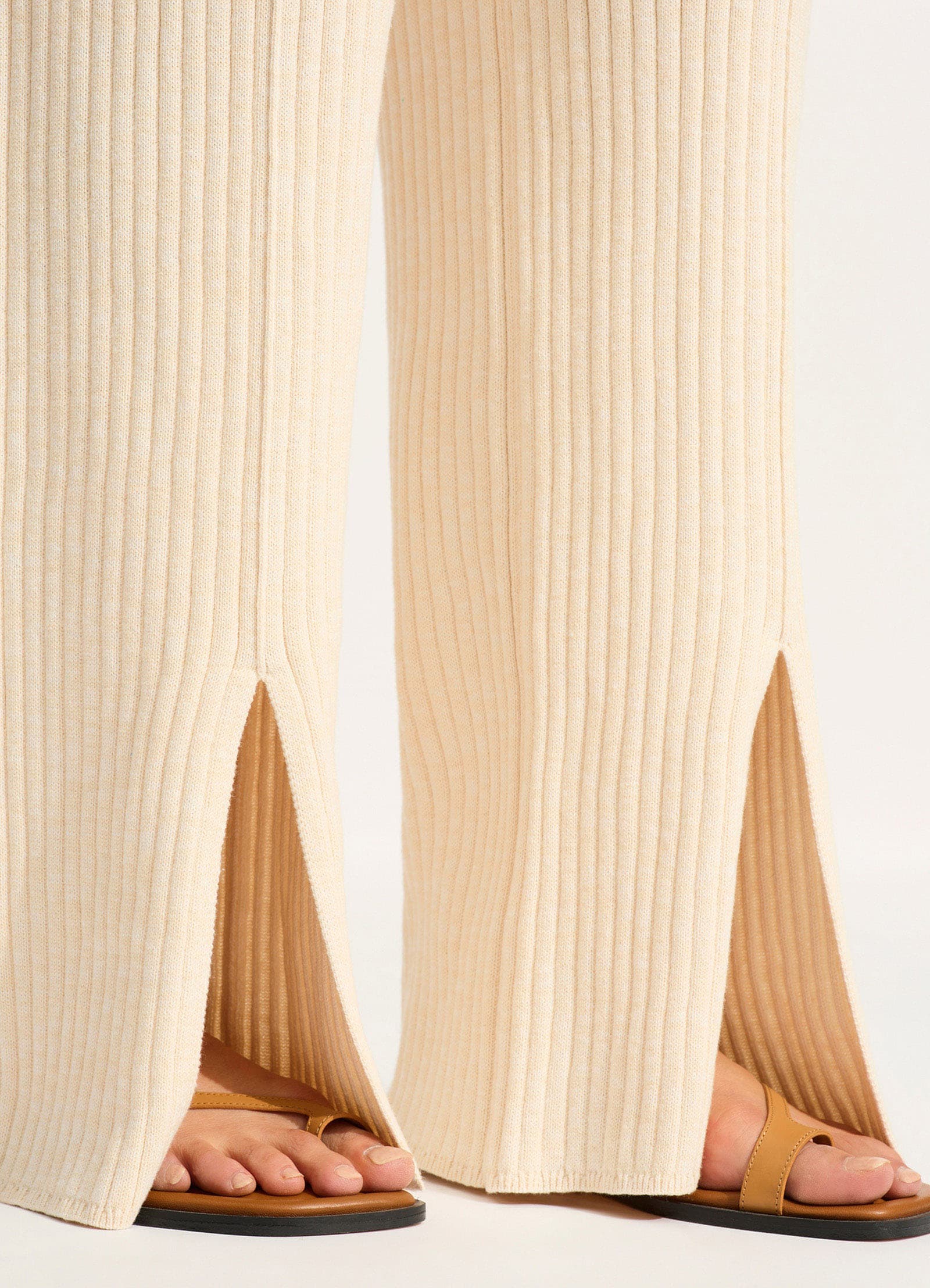 Wavelength Front Split Knit Pant - Ecru - Image 5