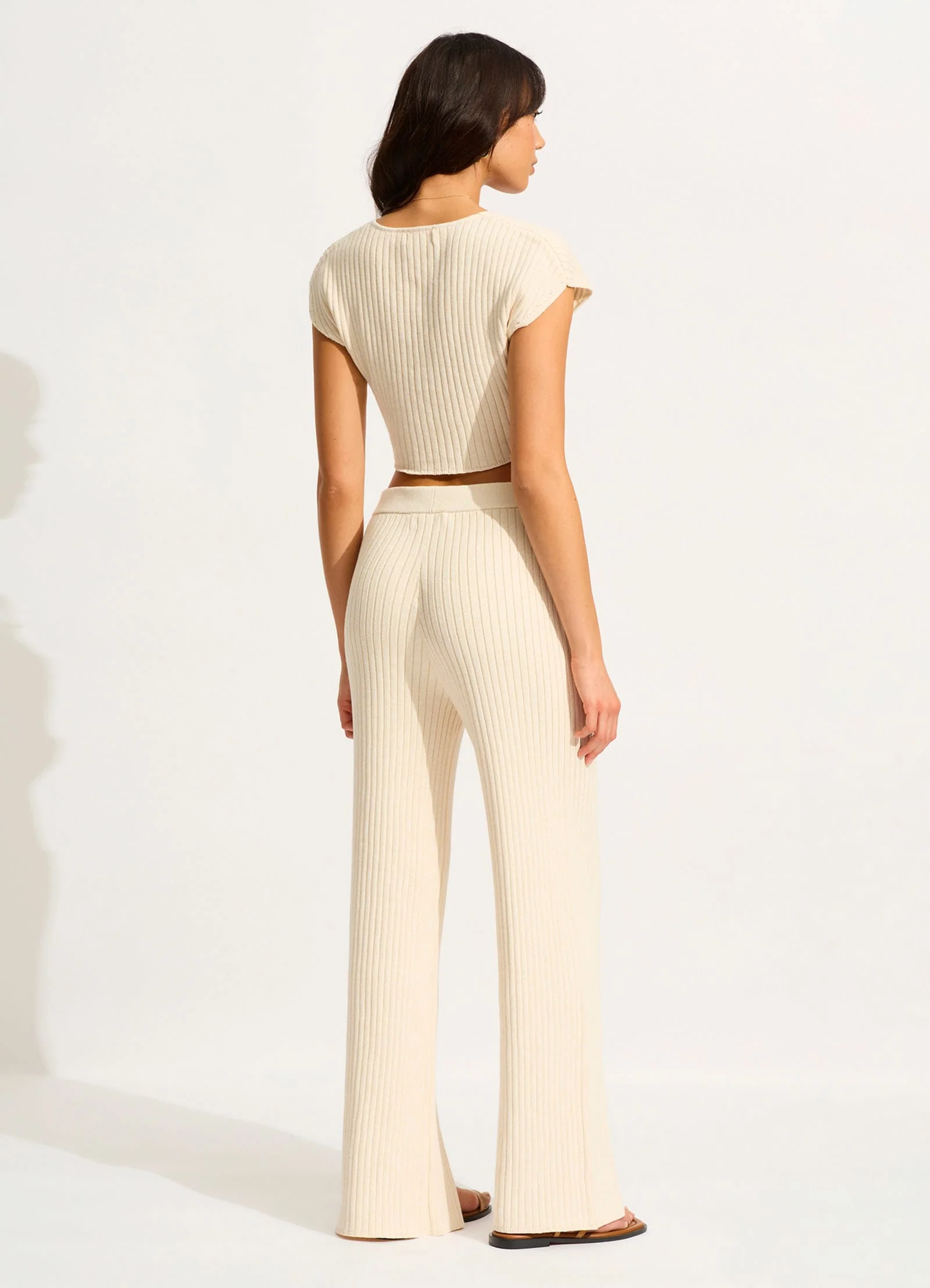 Wavelength Knit Cap Sleeve Top - Ecru - Image 4