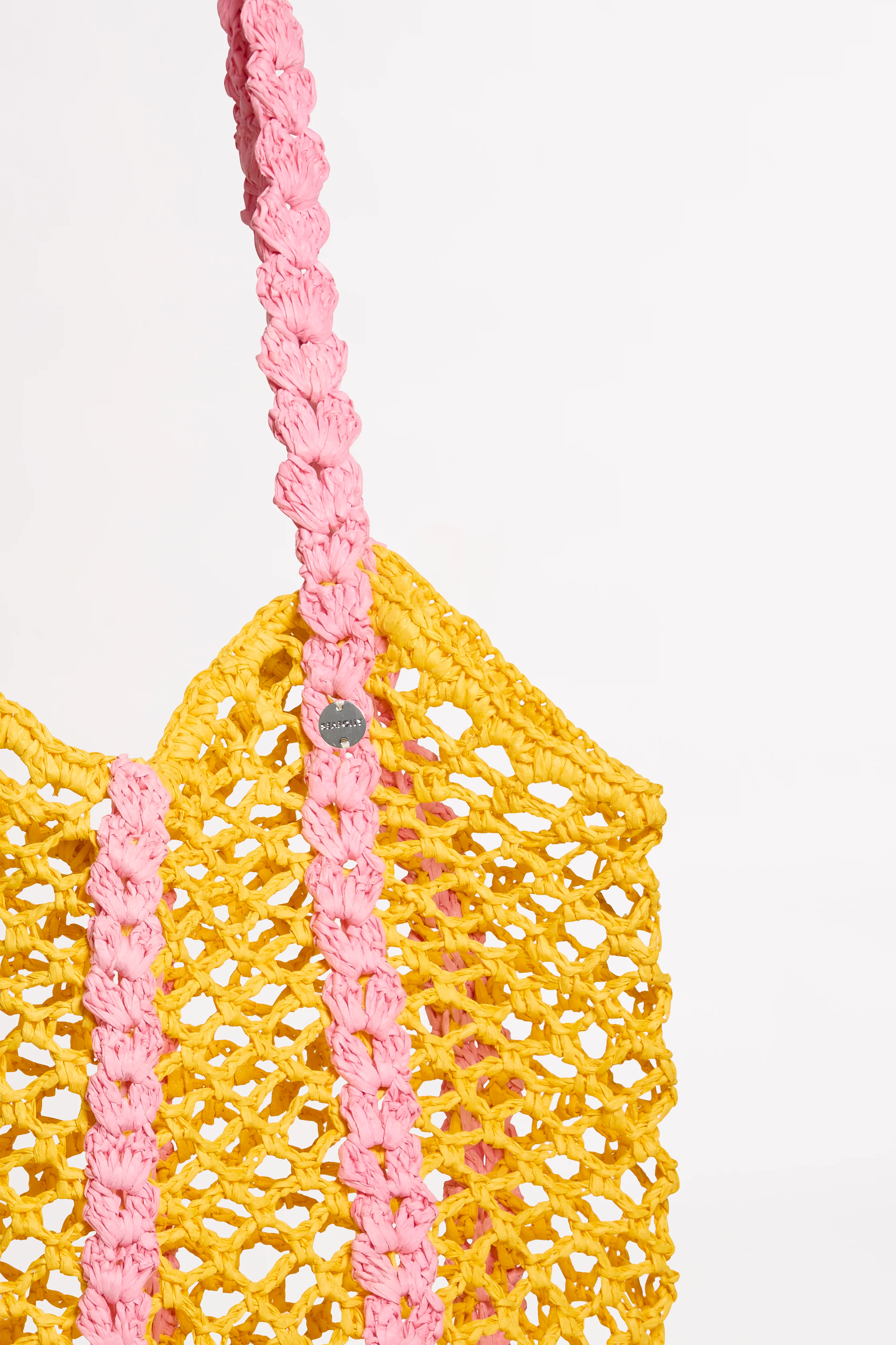 Waves Woven Tote - Pink/Yellow - Image 3
